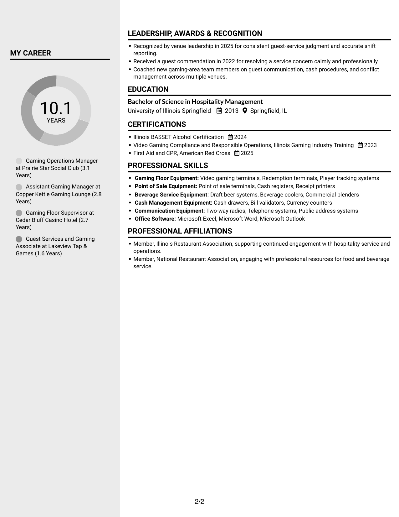 Resume example — page 2