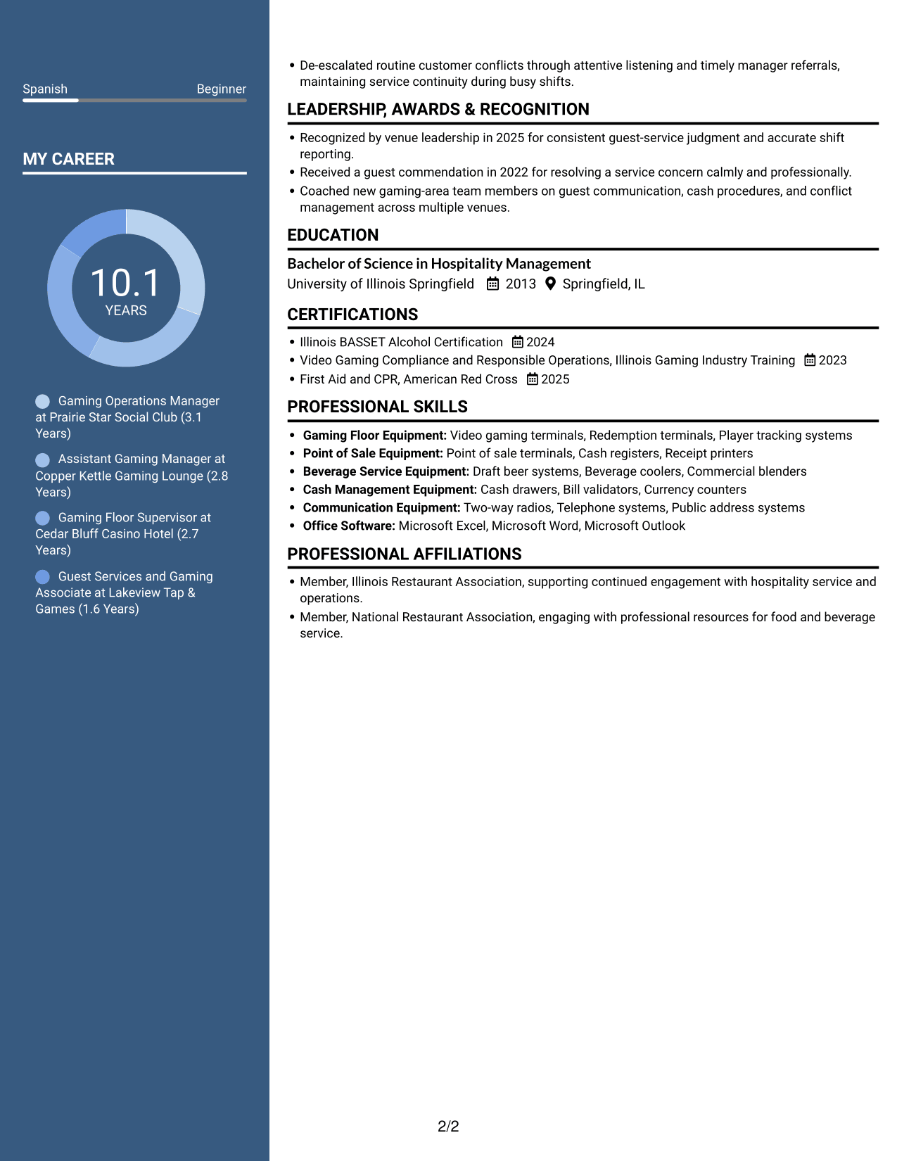 Resume example — page 2