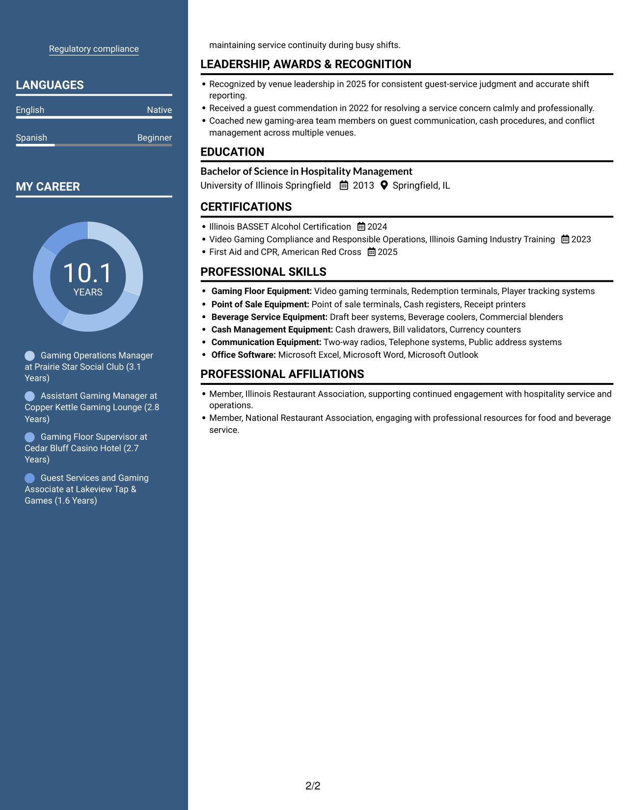 Resume example — page 2