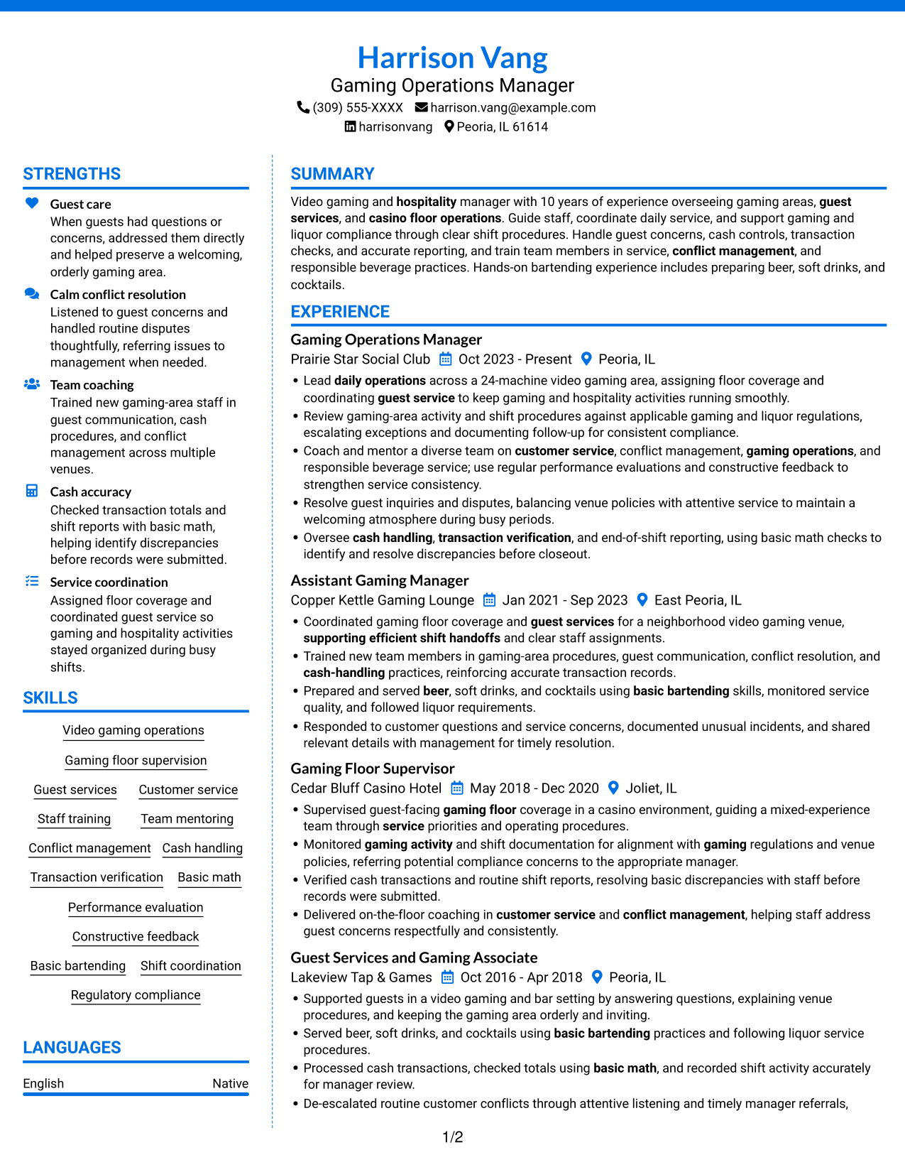 Resume example — page 1