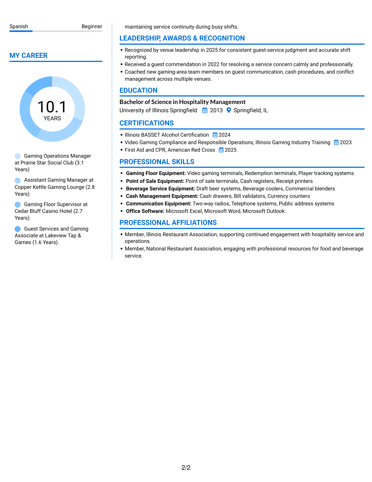Resume example — page 2
