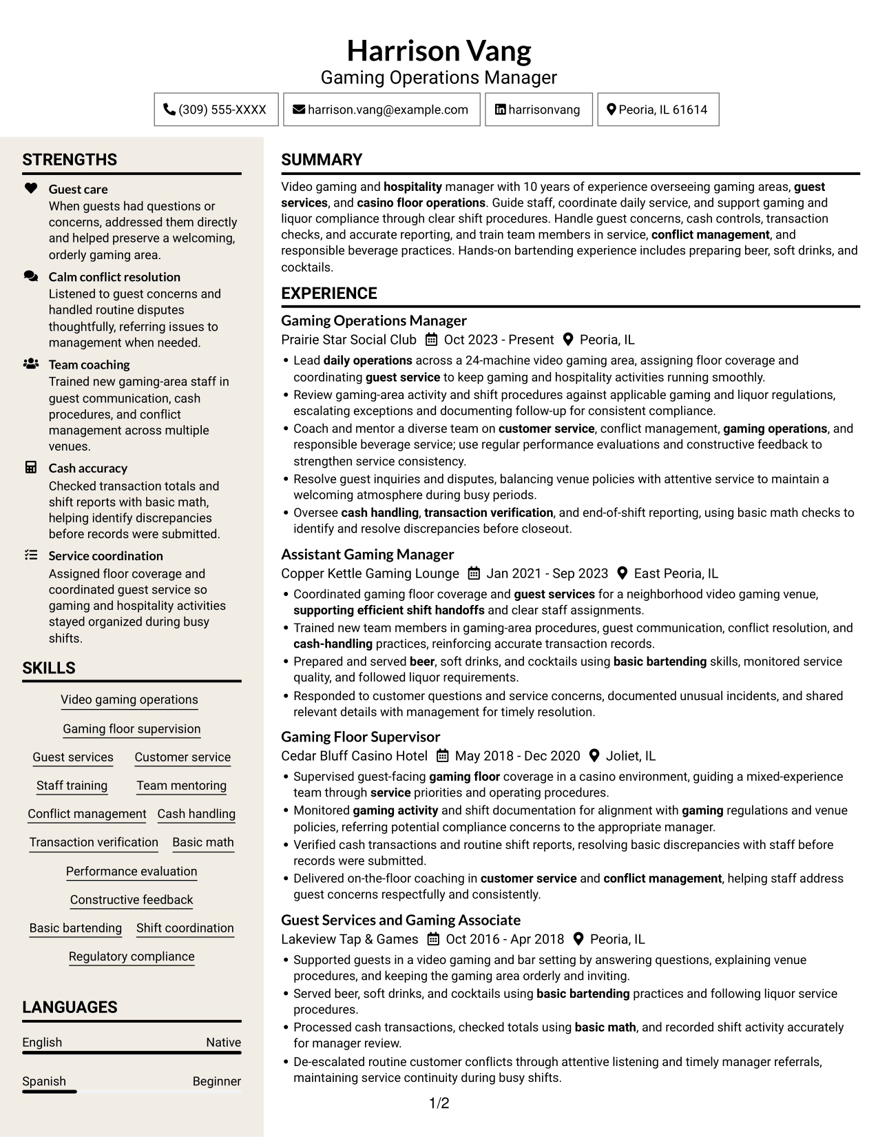 Resume example — page 1