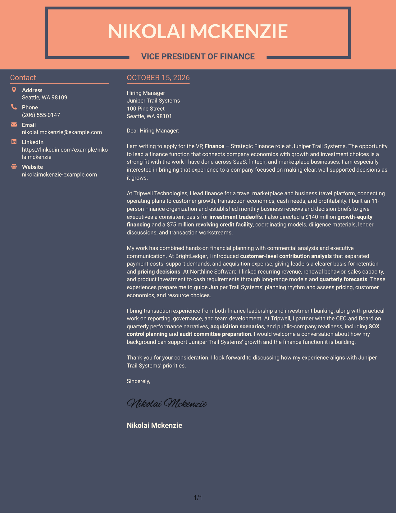 Cover letter example — page 1