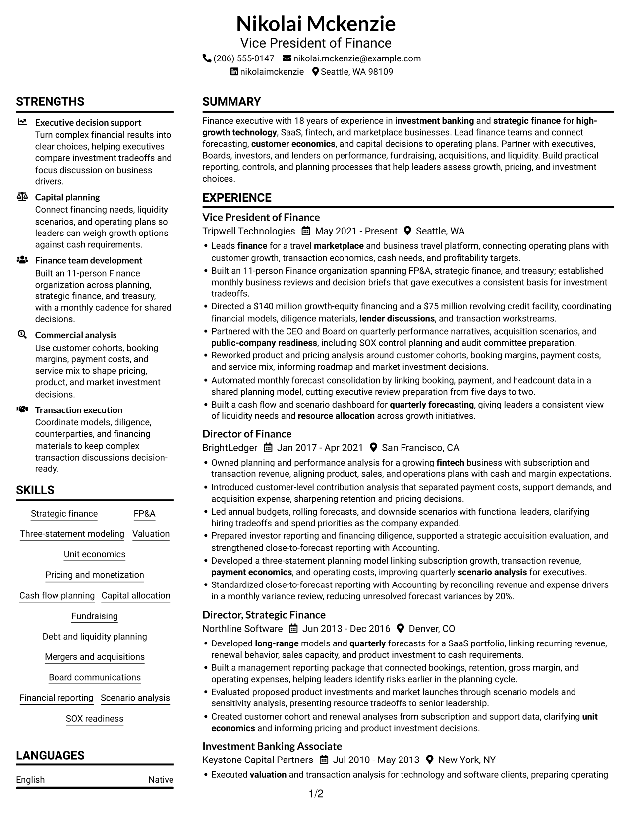 Resume example — page 1