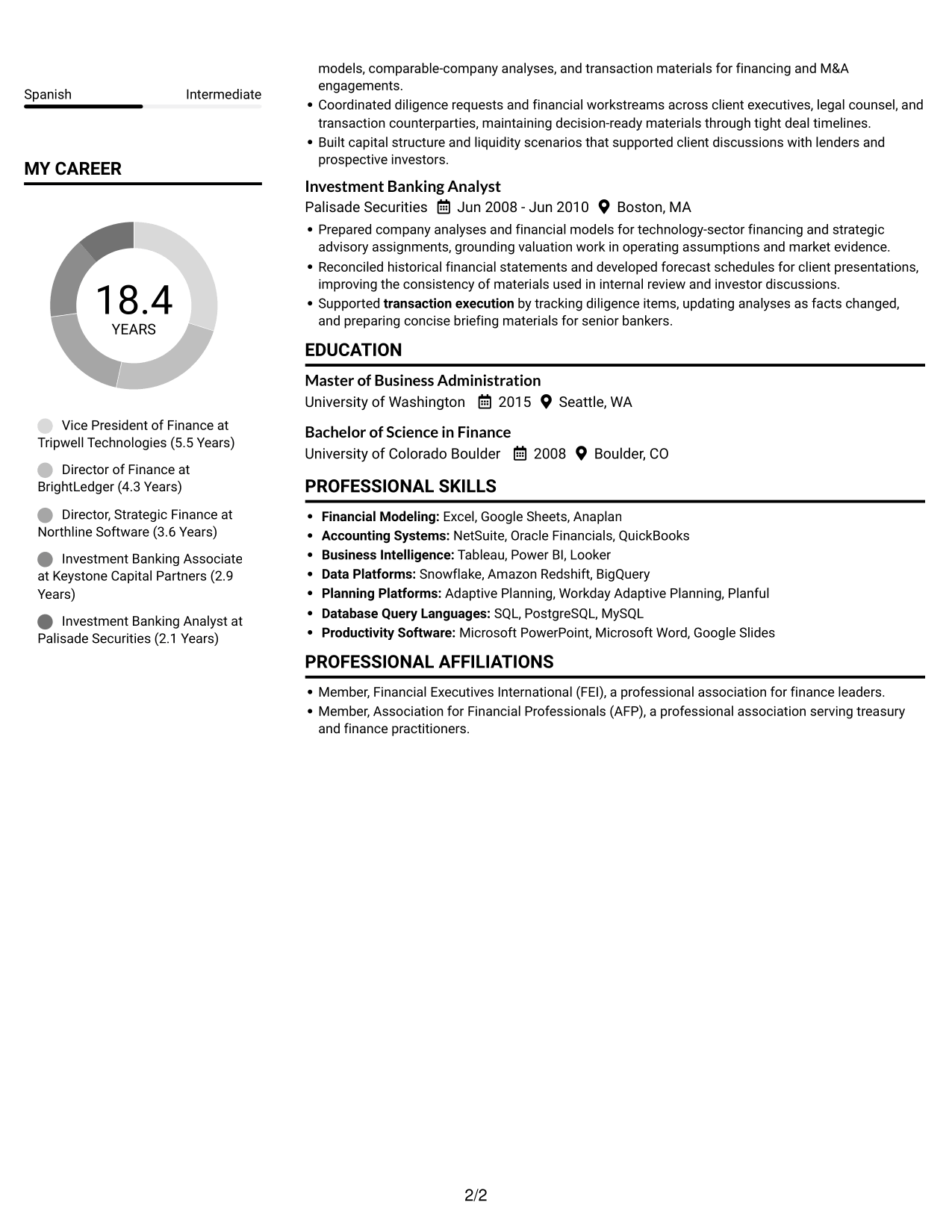 Resume example — page 2