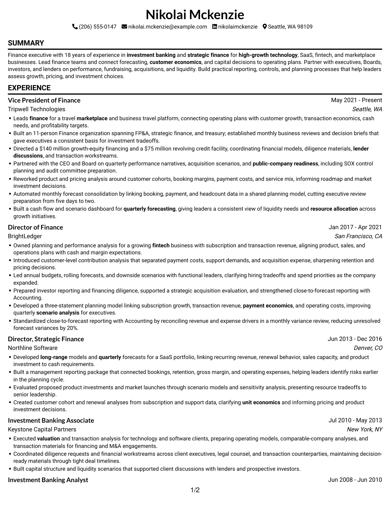 Resume example — page 1