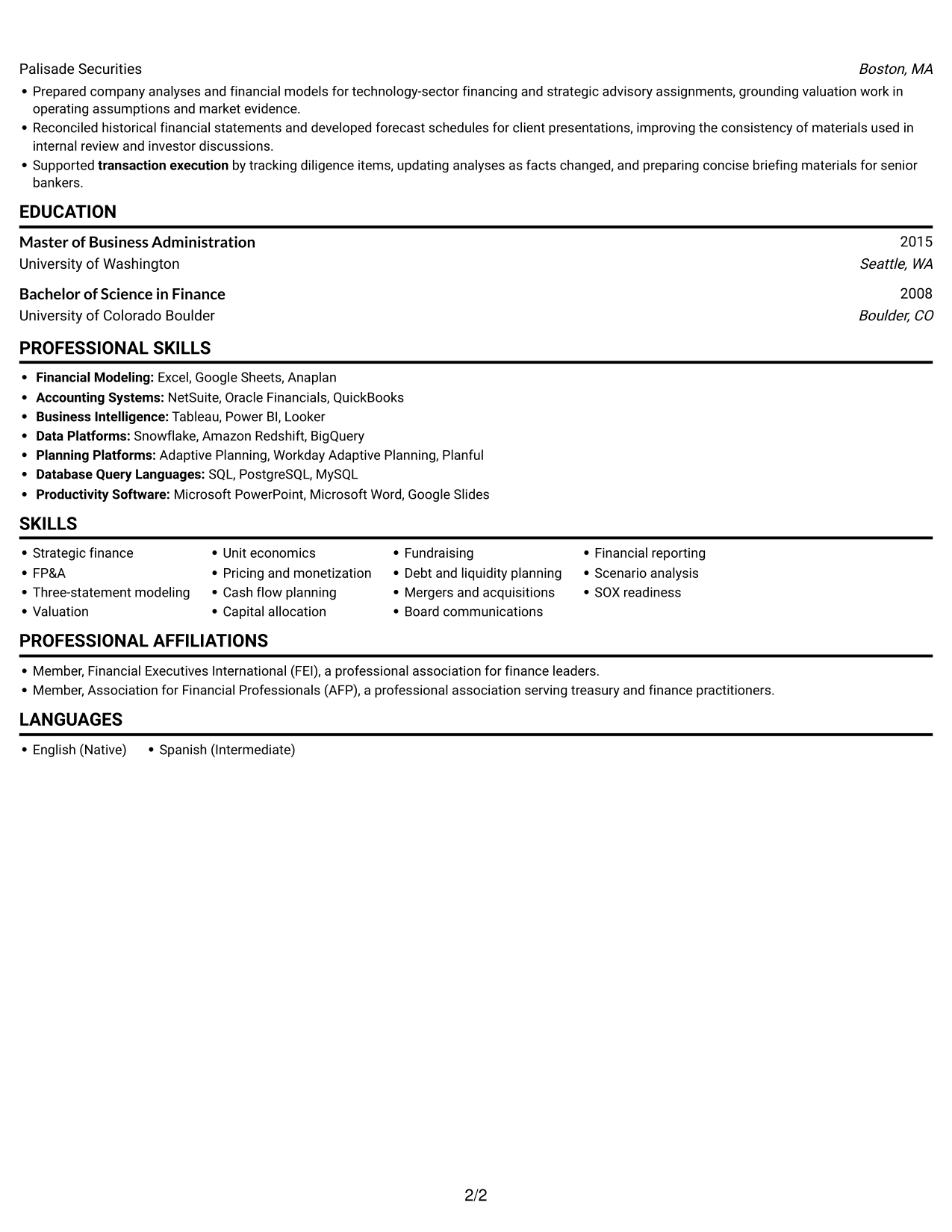 Resume example — page 2