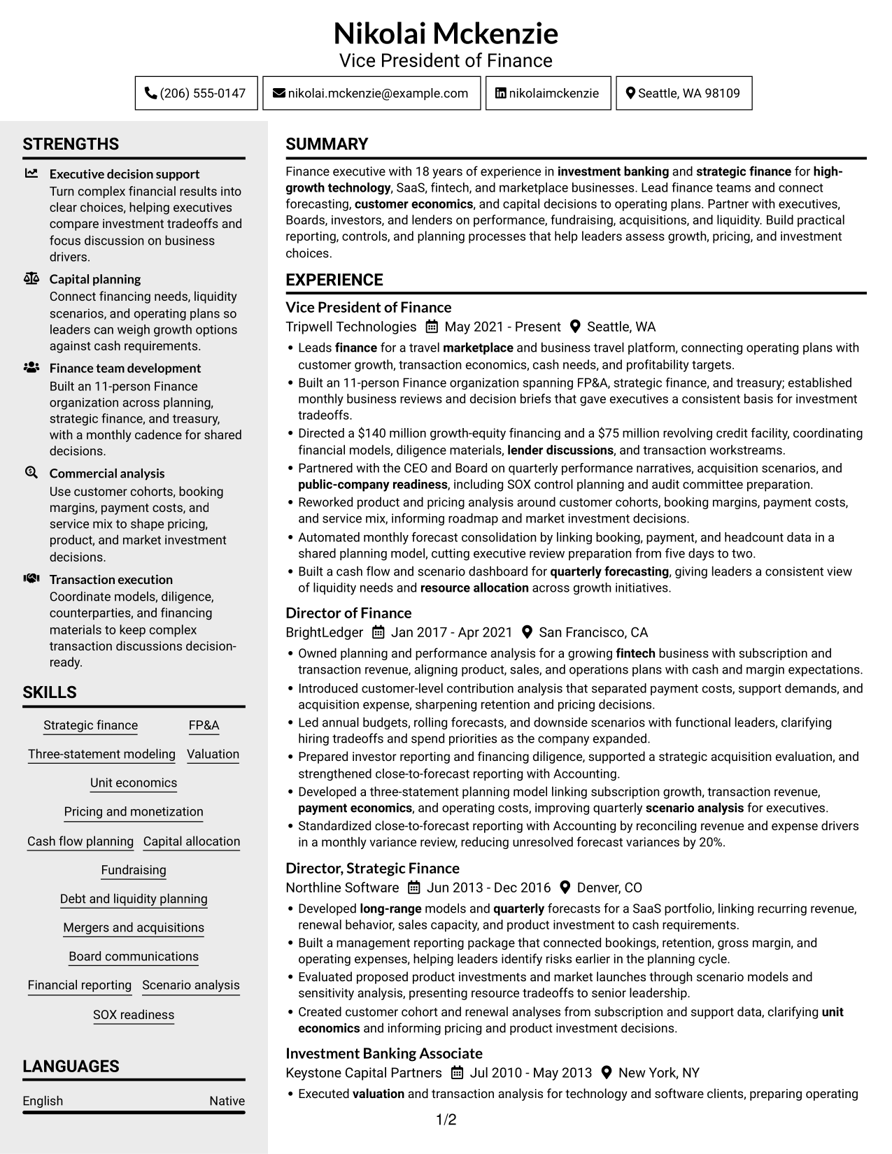 Resume example — page 1