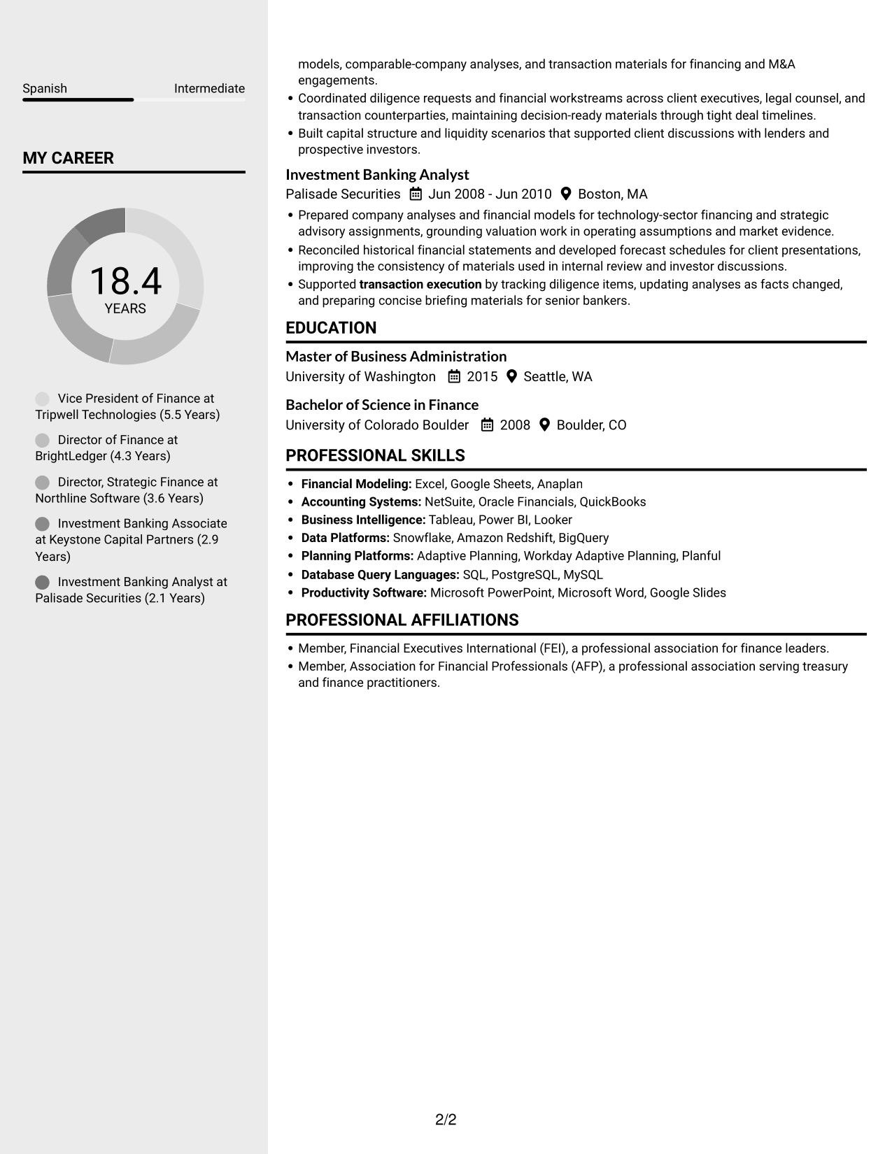 Resume example — page 2