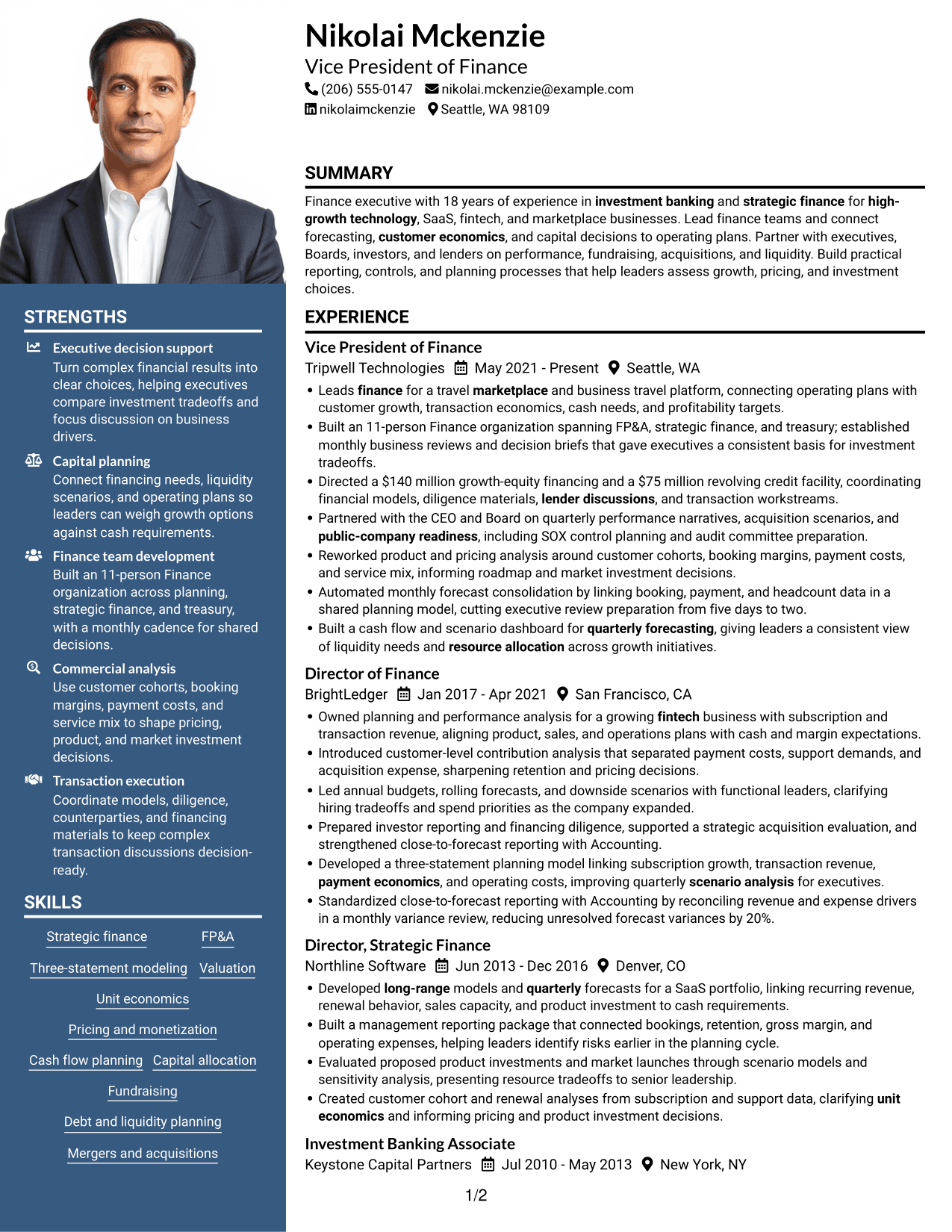 Resume example — page 1