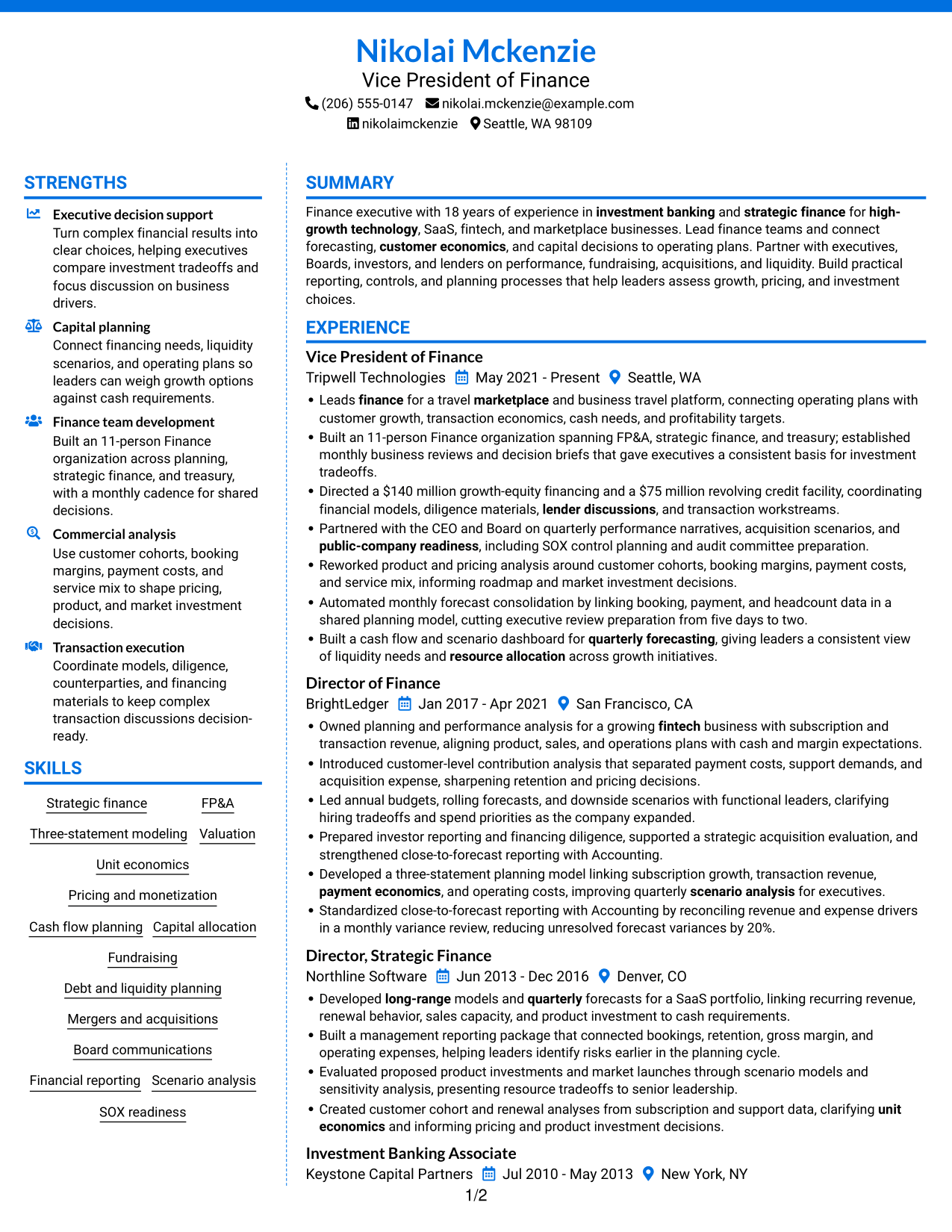 Resume example — page 1