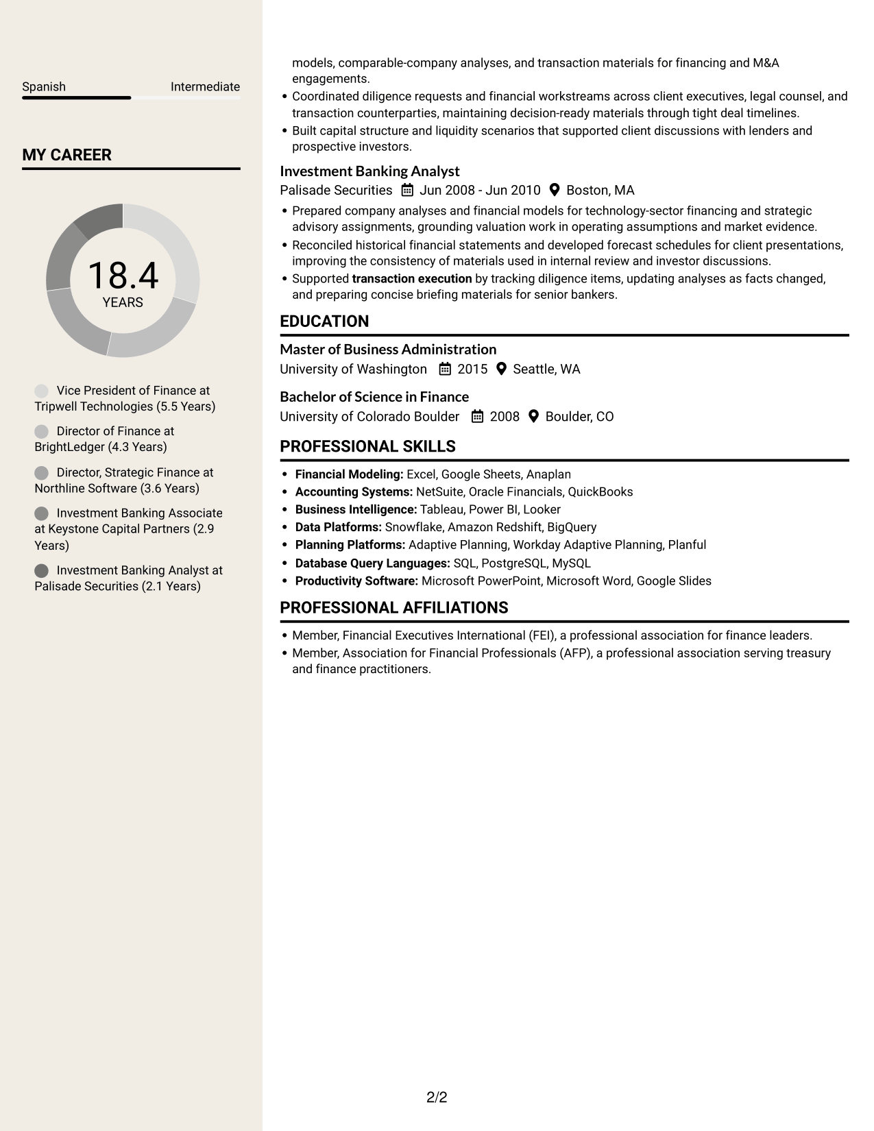 Resume example — page 2
