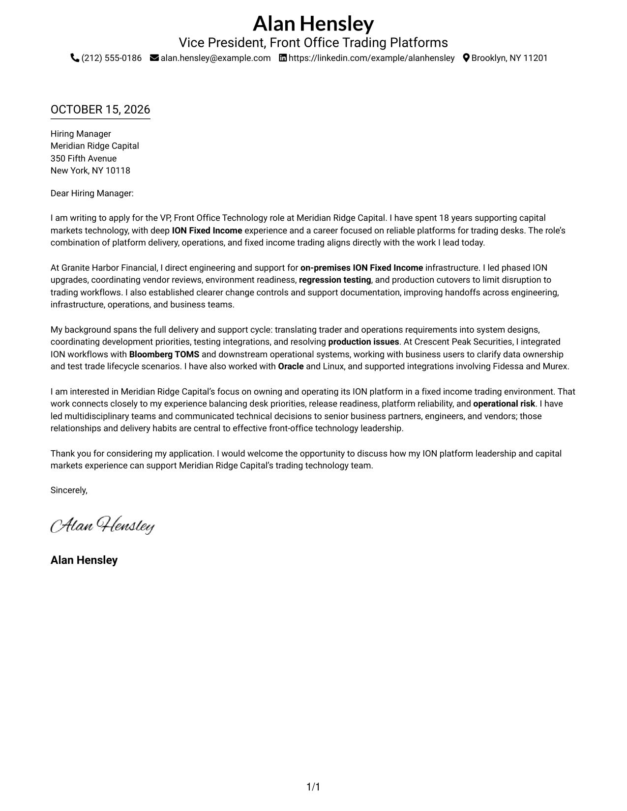 Cover letter example — page 1