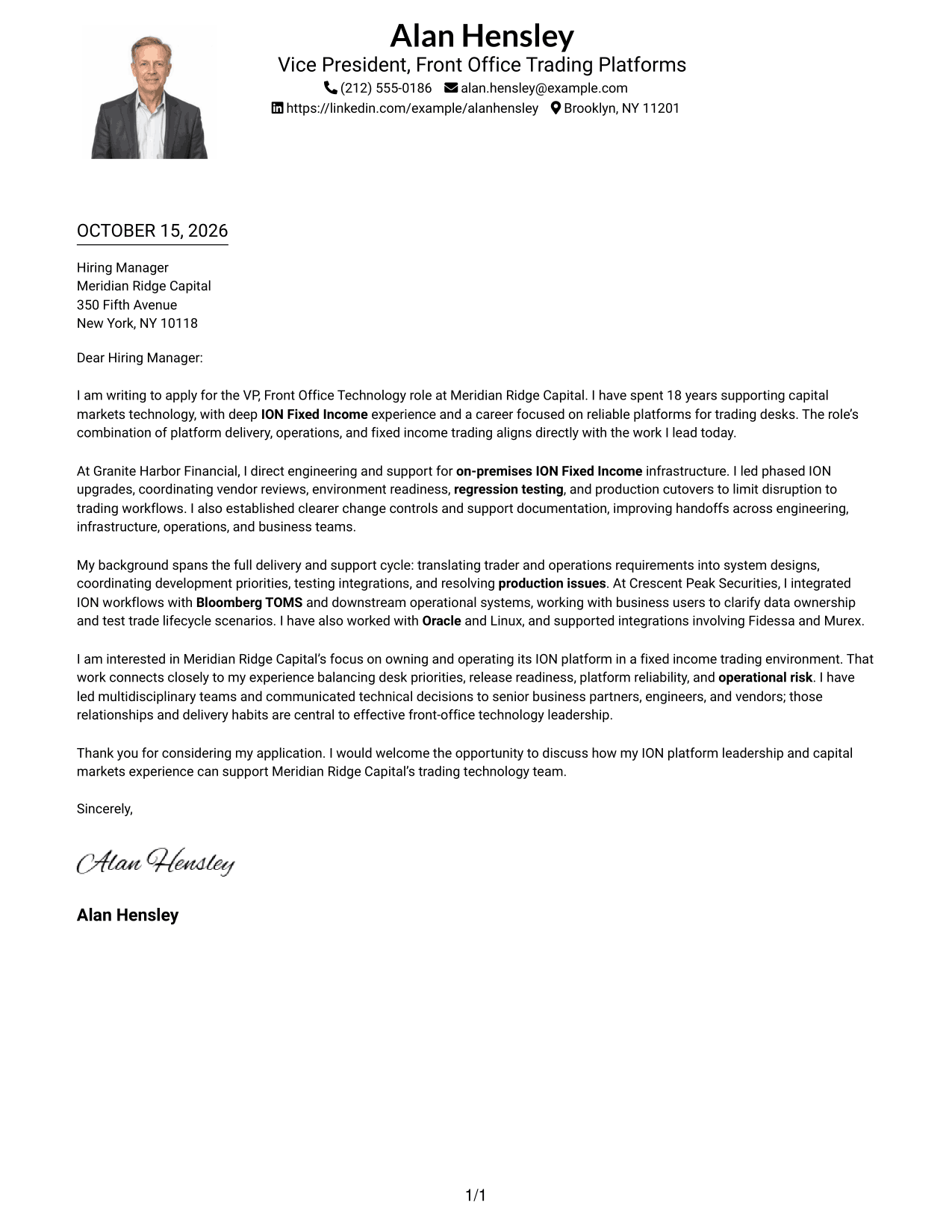 Cover letter example — page 1