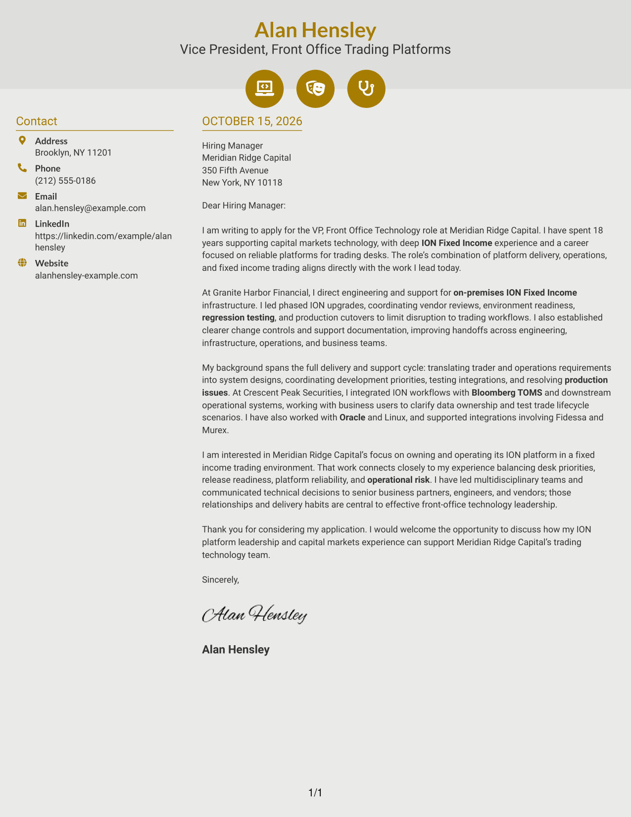 Cover letter example — page 1