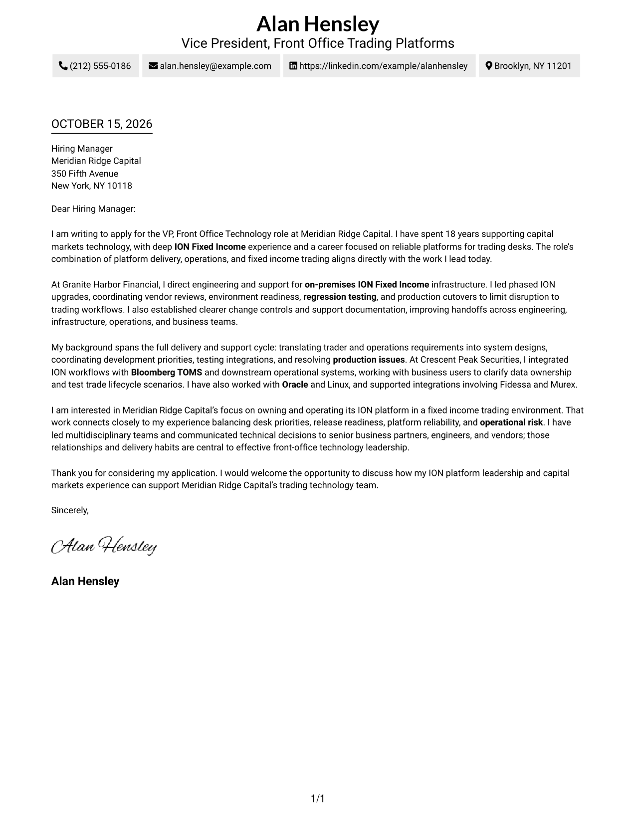 Cover letter example — page 1