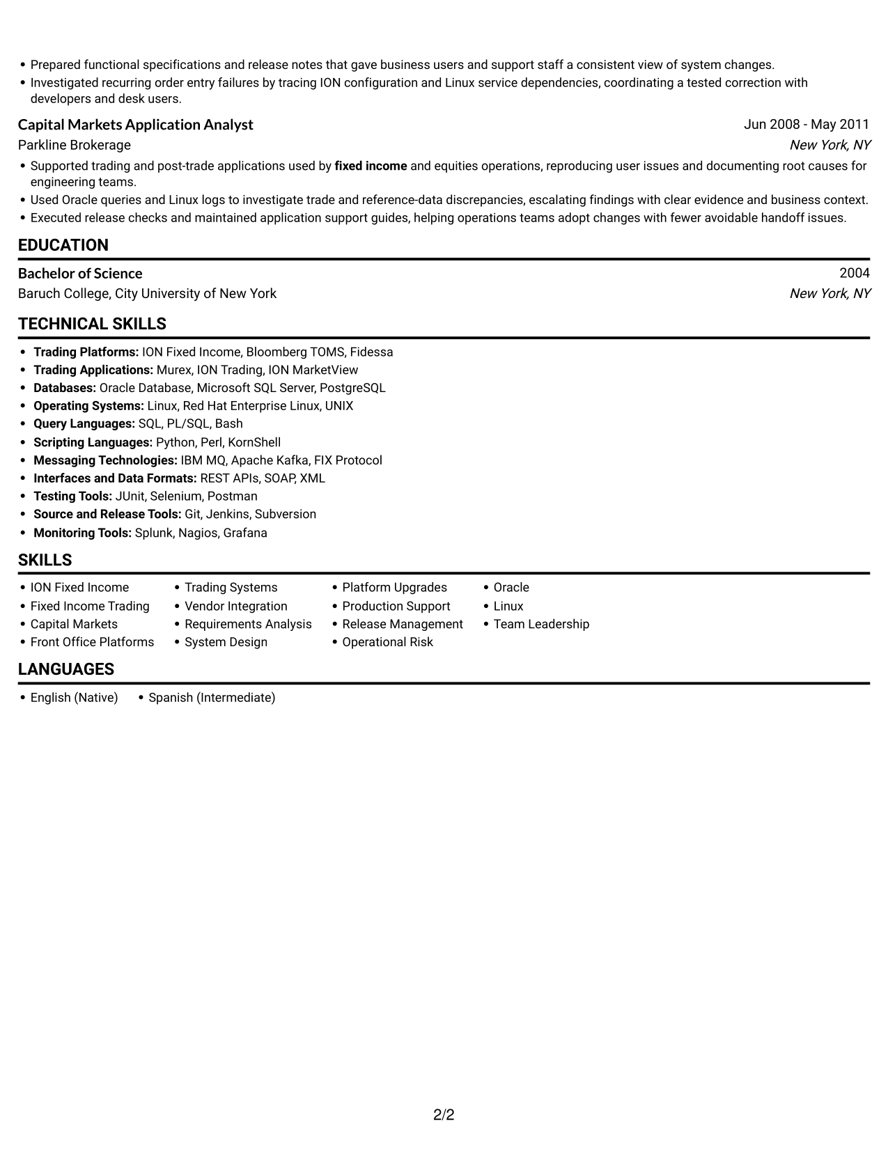 Resume example — page 2
