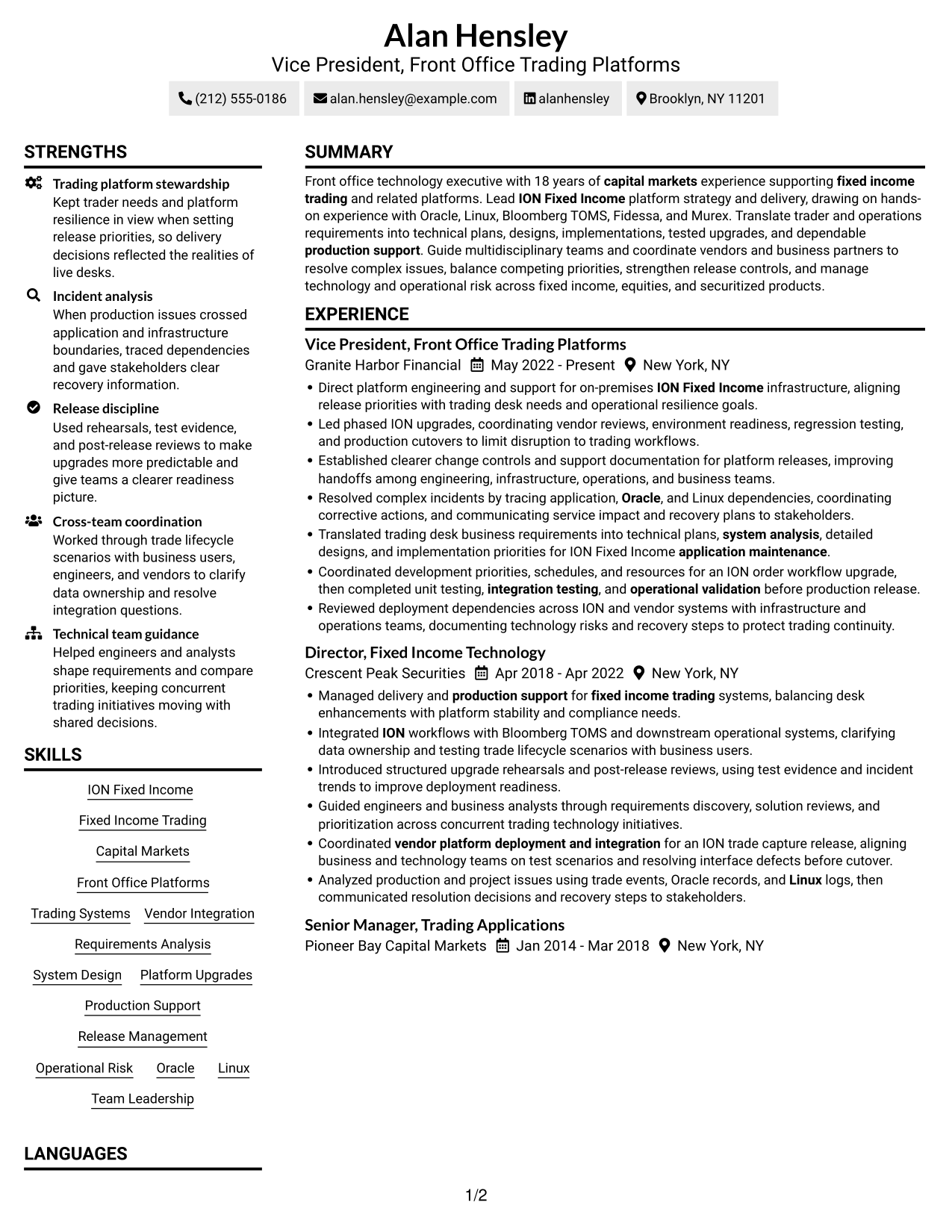 Resume example — page 1
