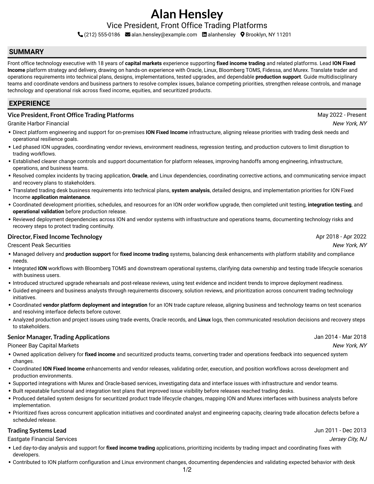 Resume example — page 1