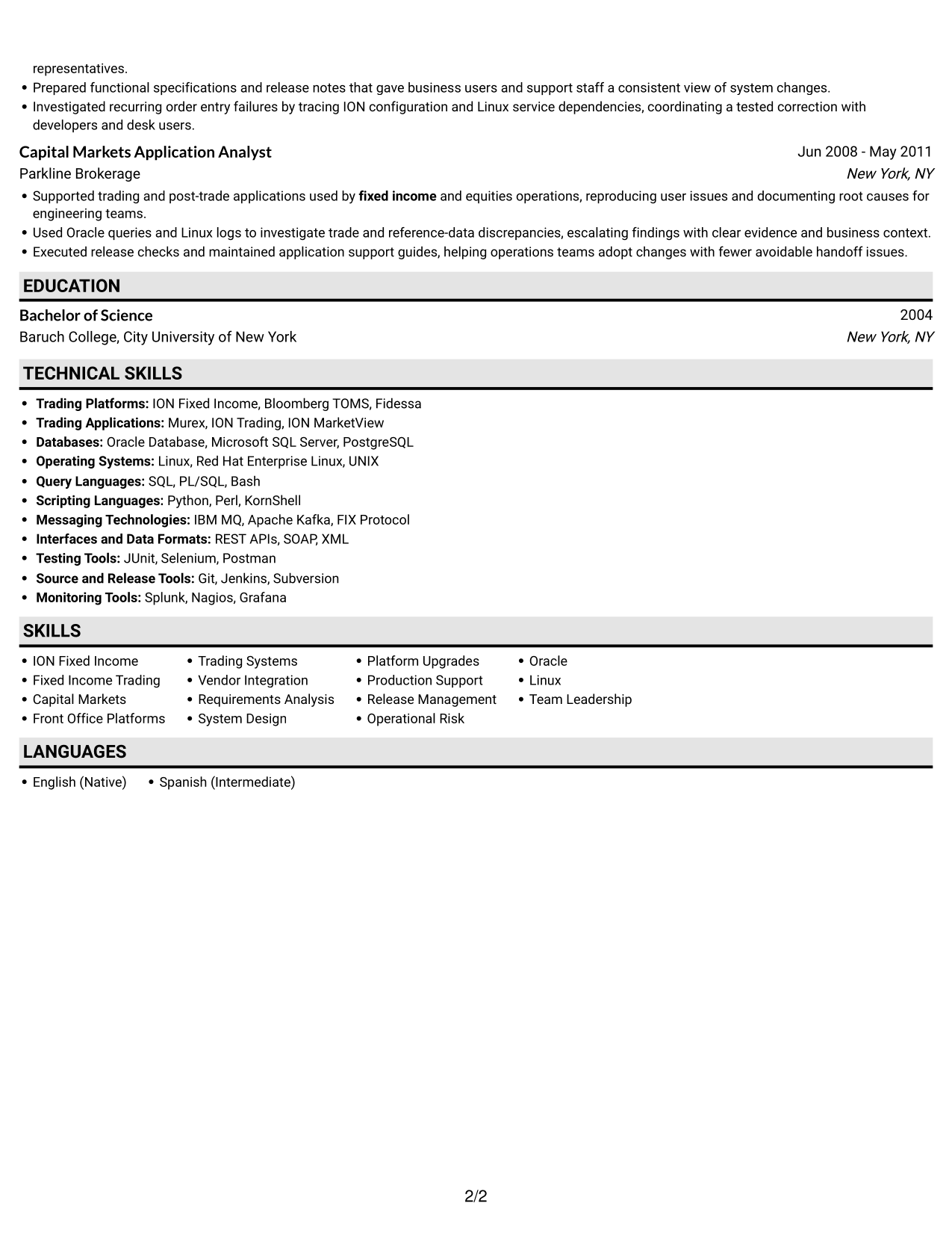 Resume example — page 2