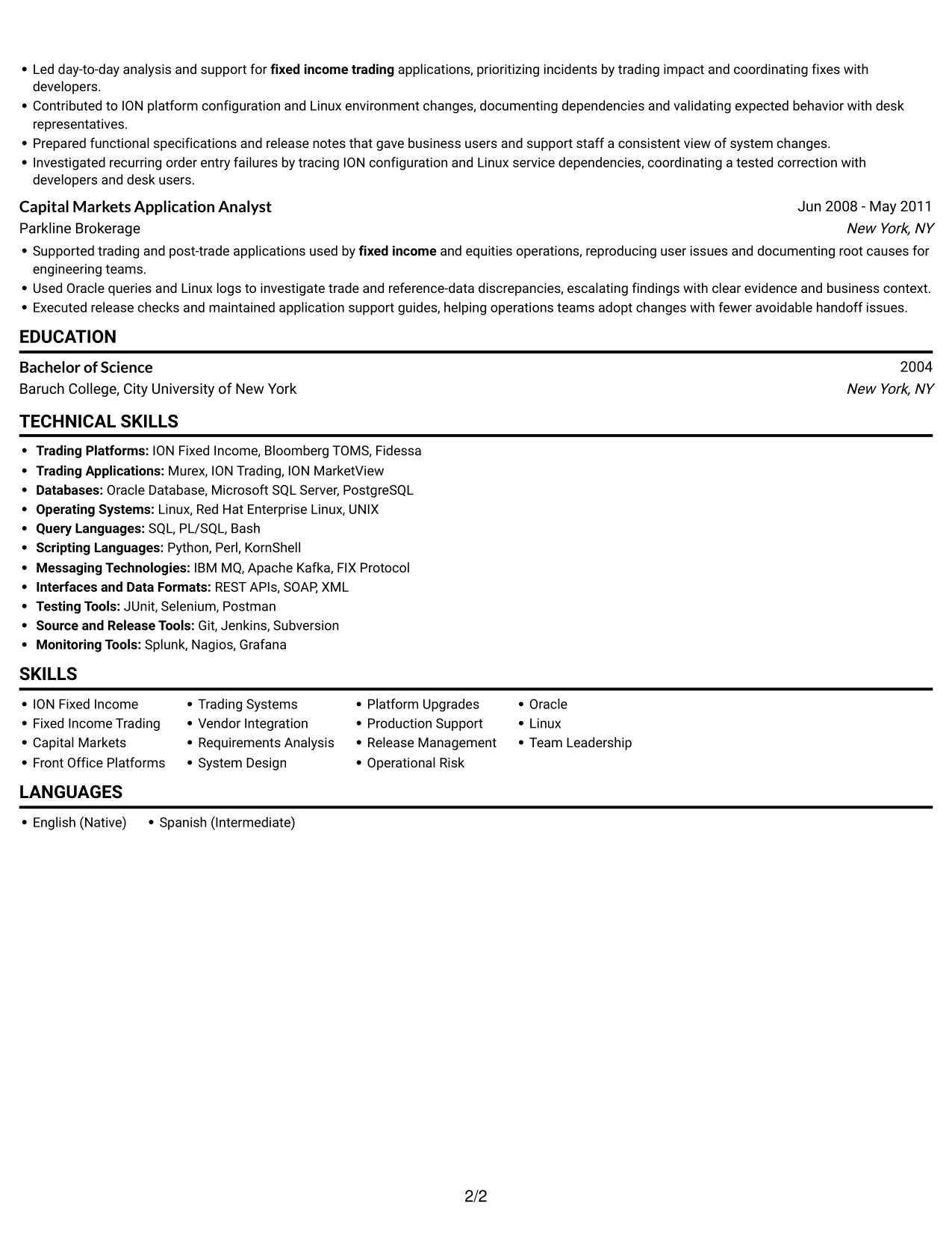 Resume example — page 2