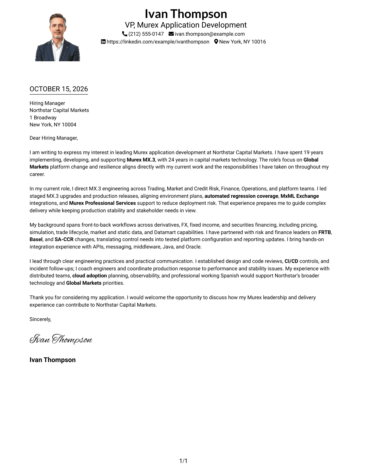 Cover letter example — page 1