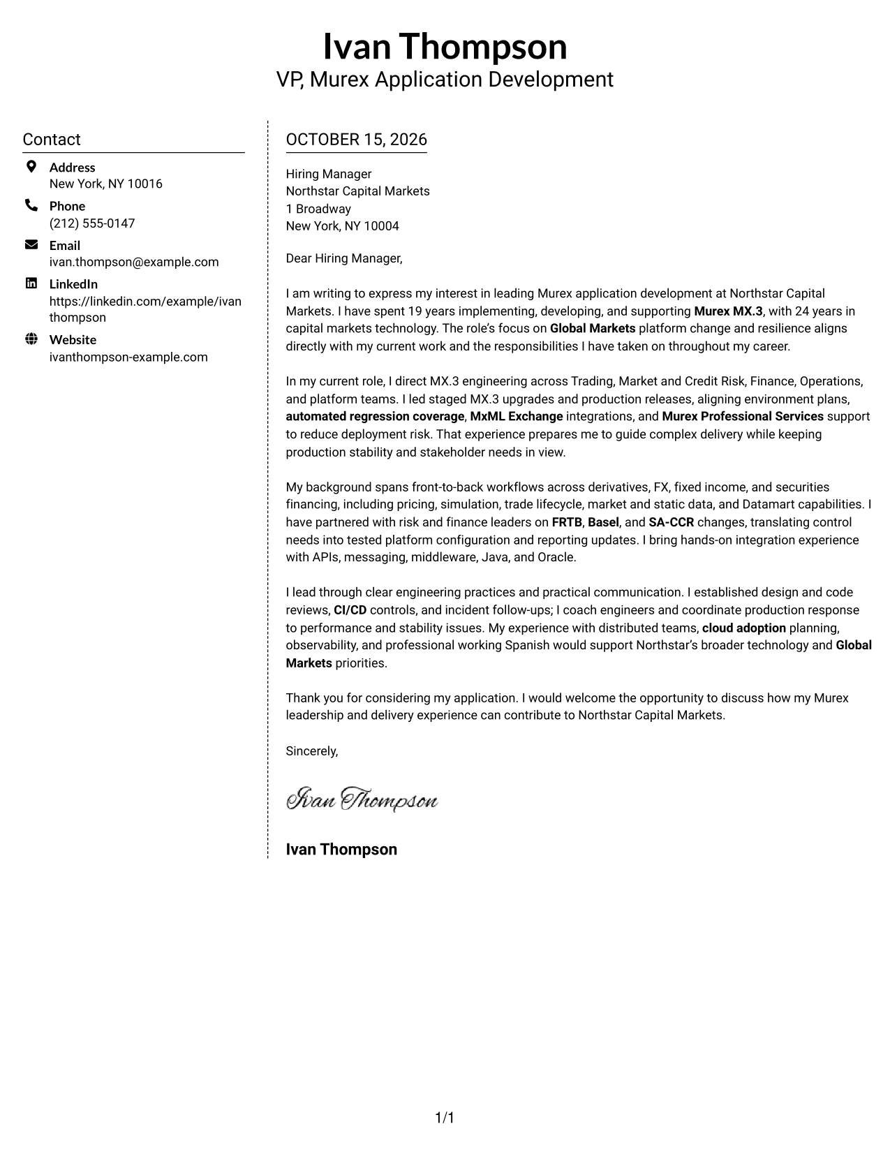 Cover letter example — page 1