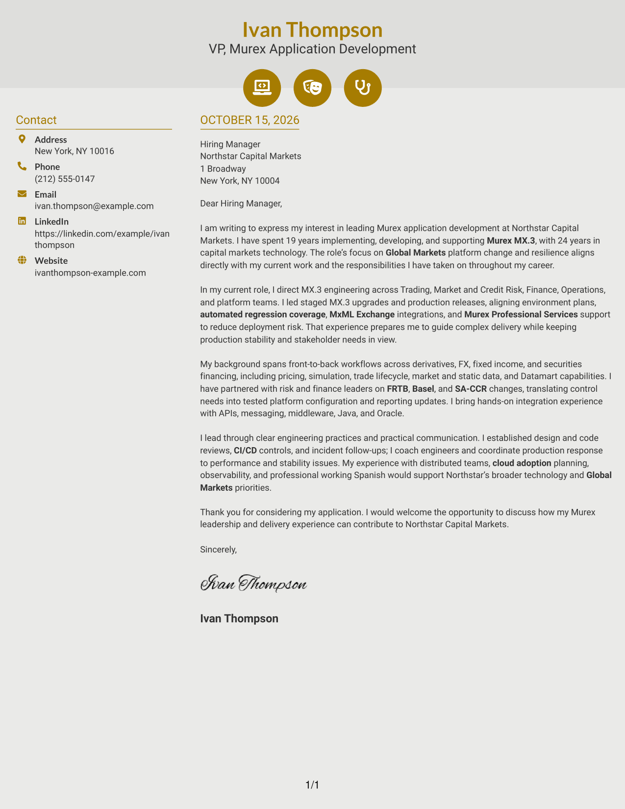 Cover letter example — page 1