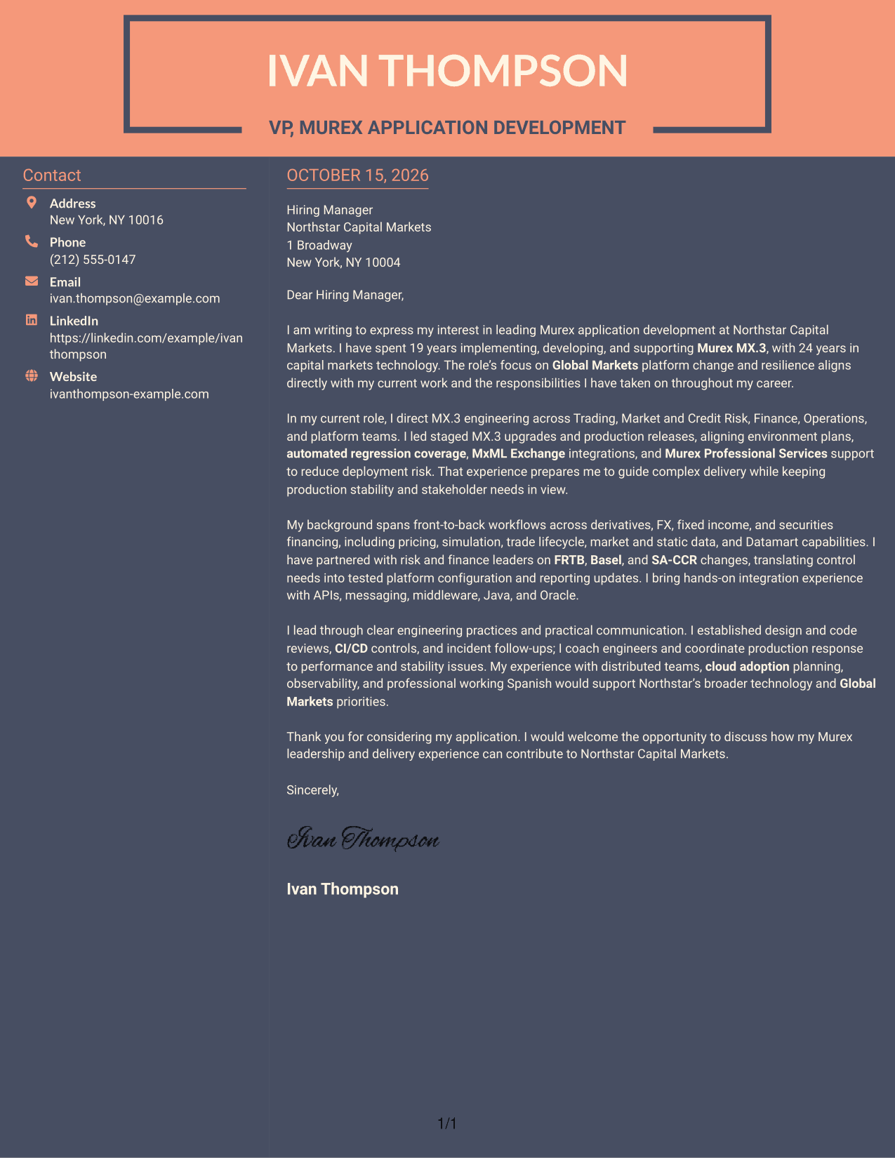 Cover letter example — page 1