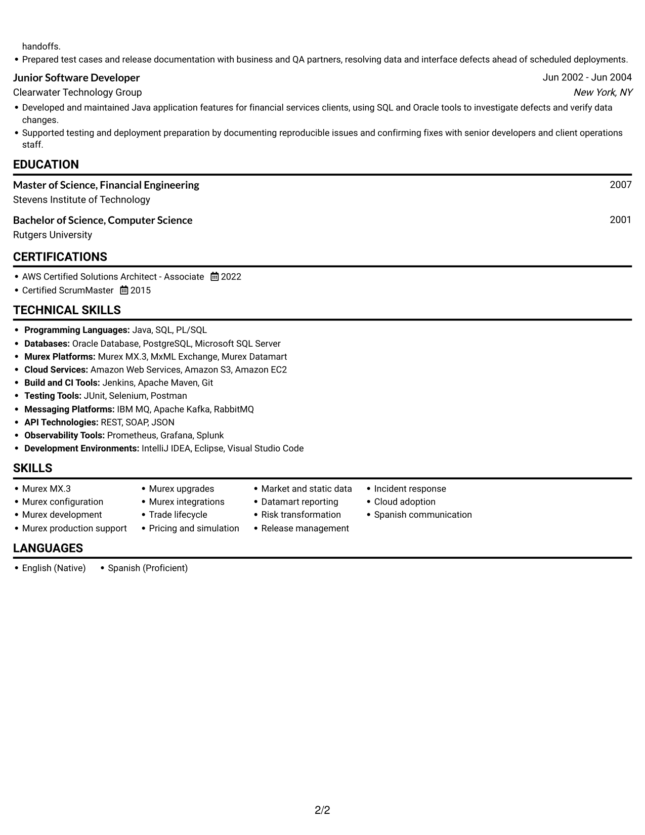 Resume example — page 2