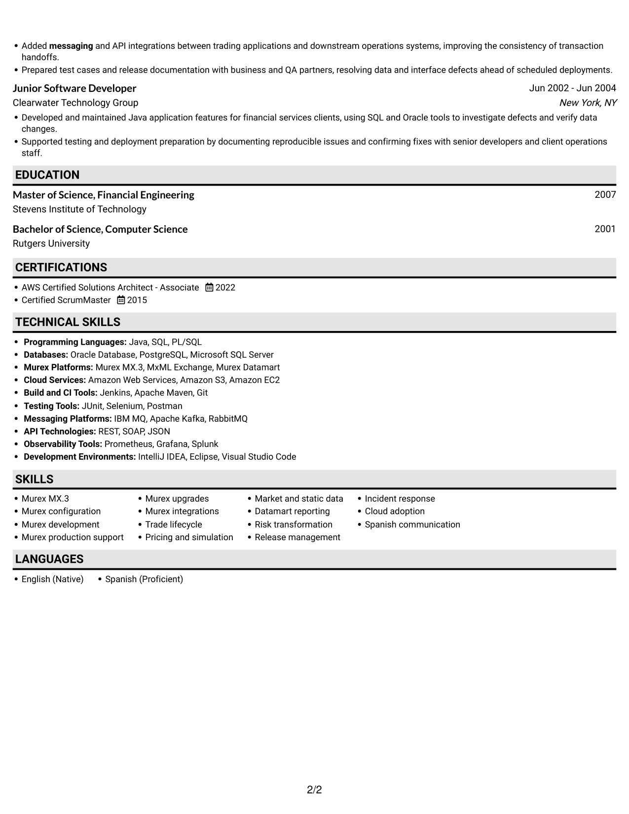 Resume example — page 2