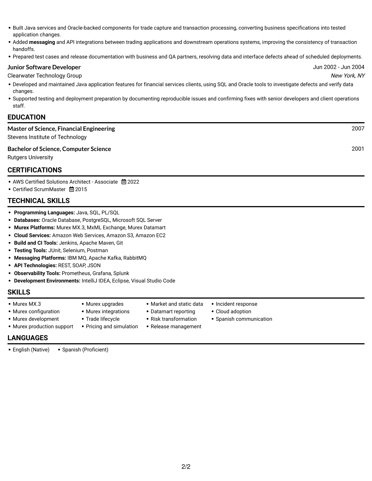 Resume example — page 2