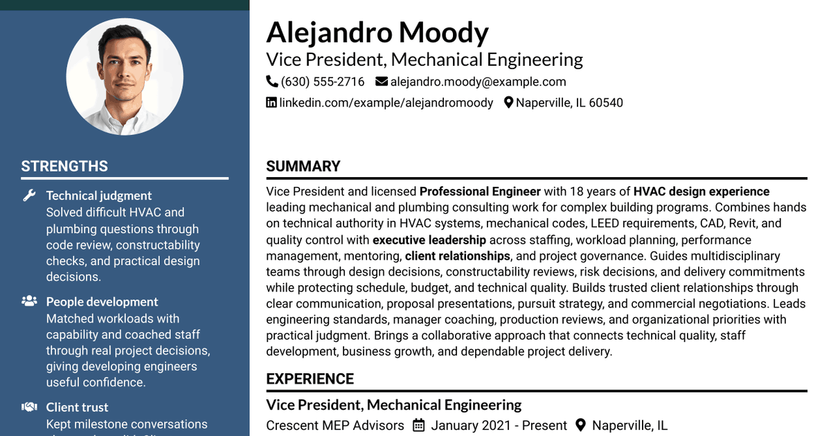7 VP of Engineering Mechanical Design Resume Templates with Example