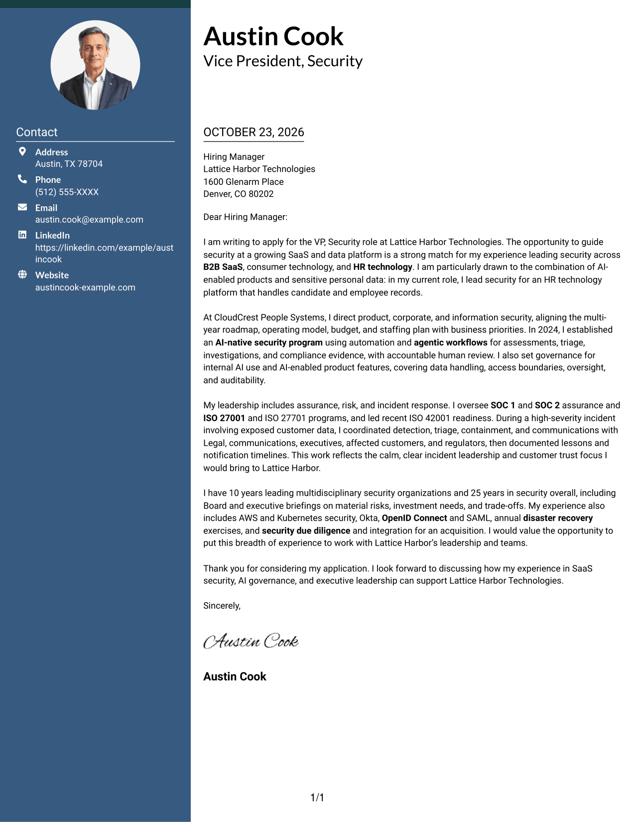 Cover letter example — page 1