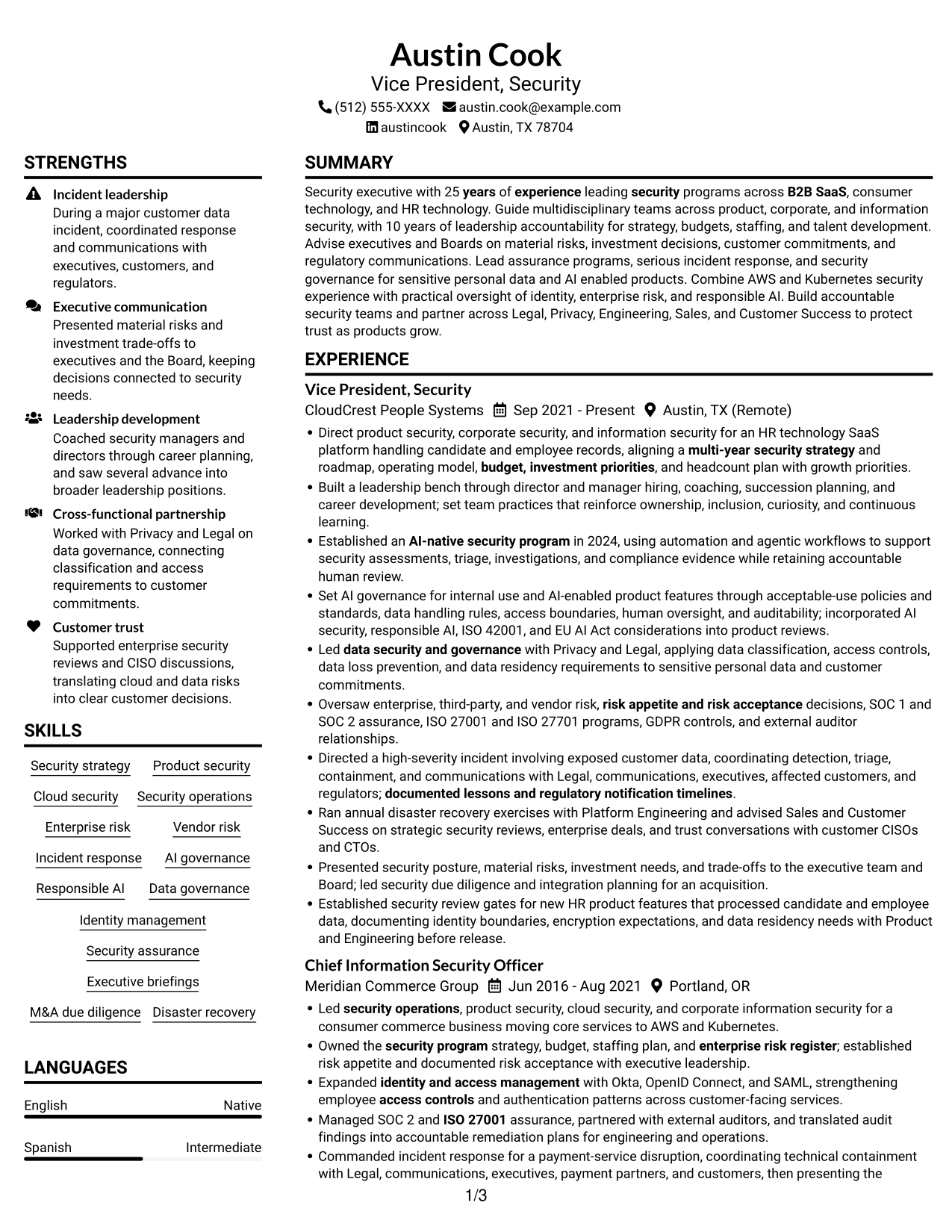 Resume example — page 1