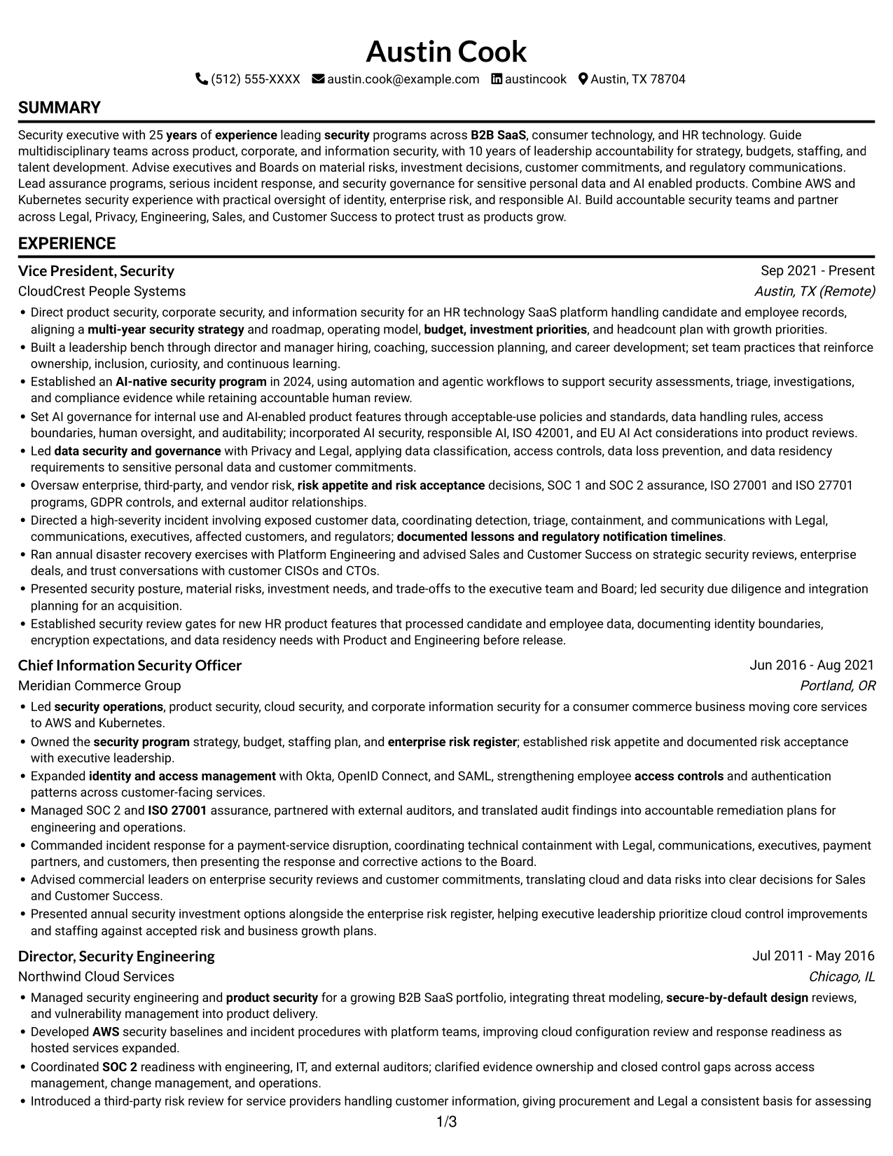 Resume example — page 1