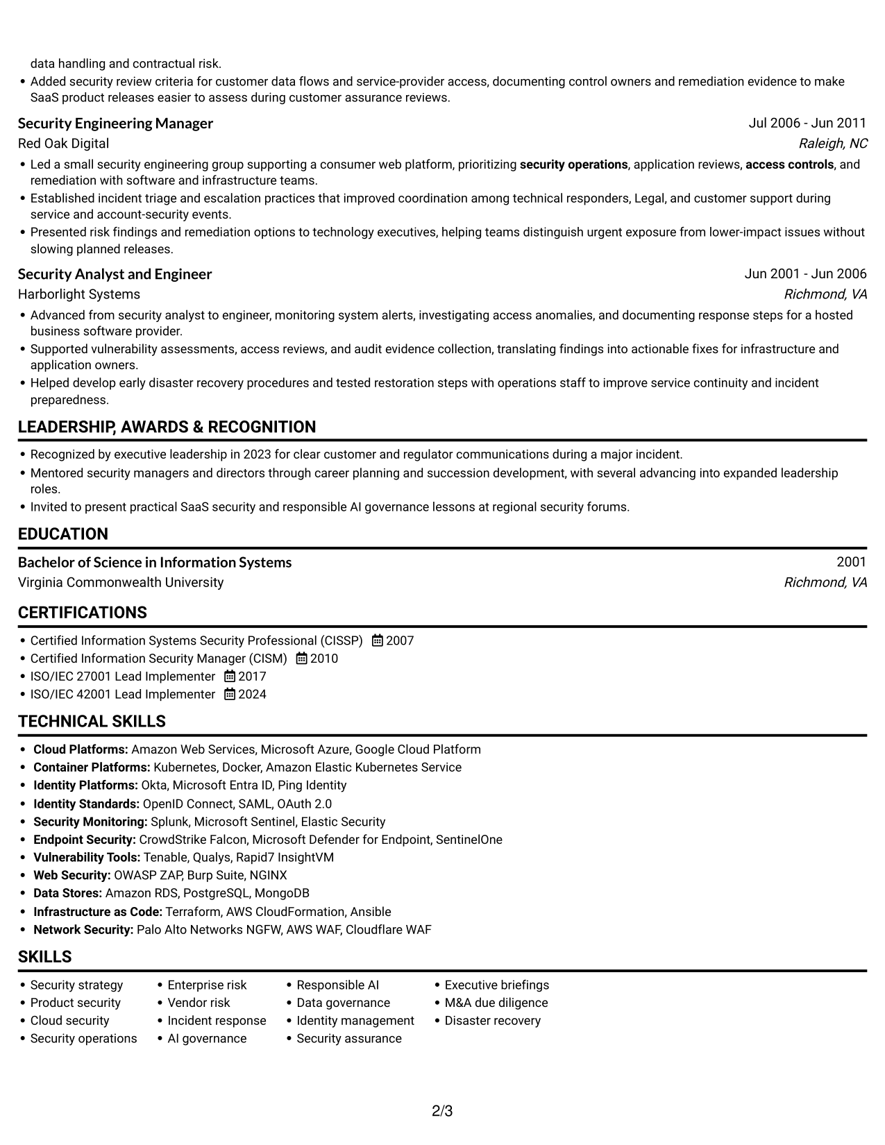 Resume example — page 2