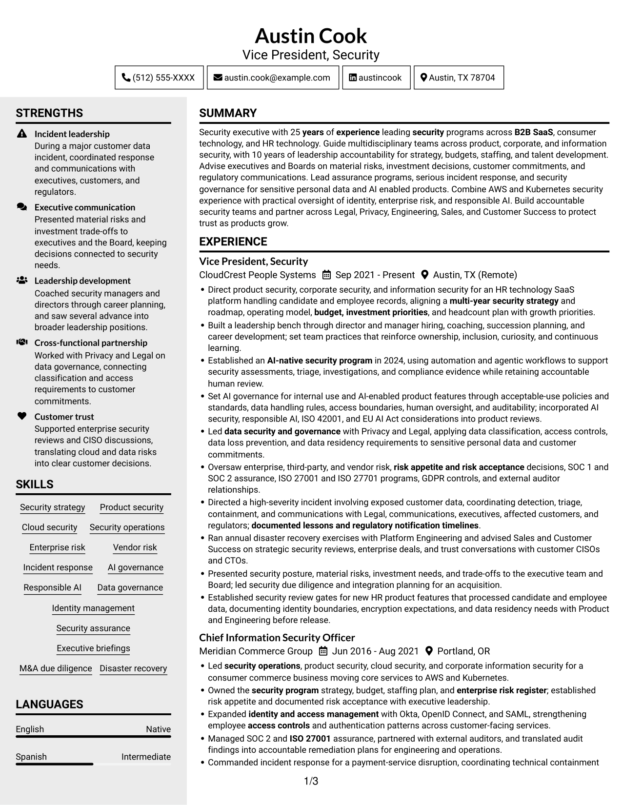 Resume example — page 1