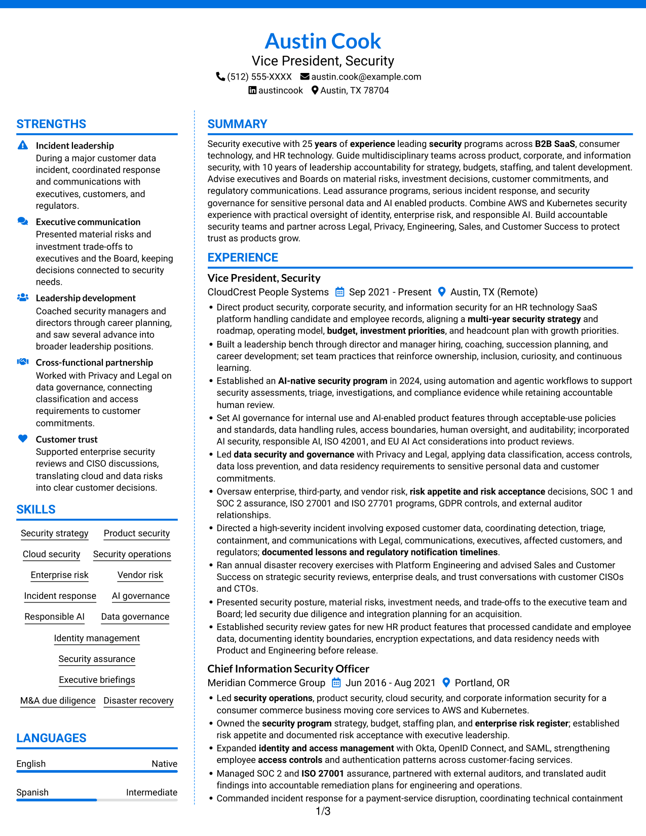 Resume example — page 1