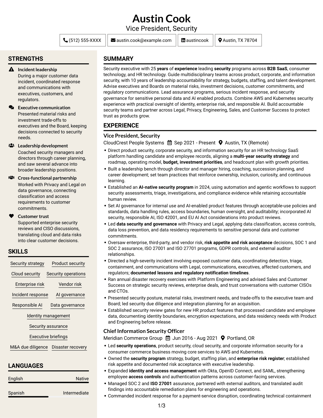 Resume example — page 1