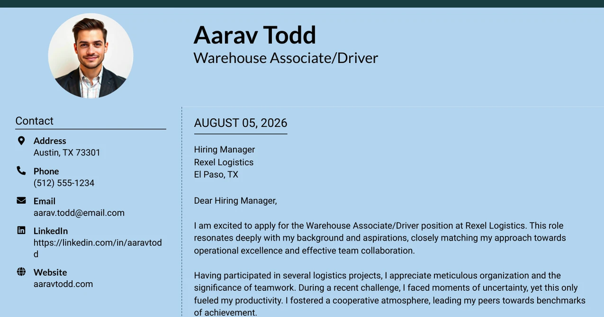 30+ Warehouse Associate/Driver Cover Letter Templates with Example 2026