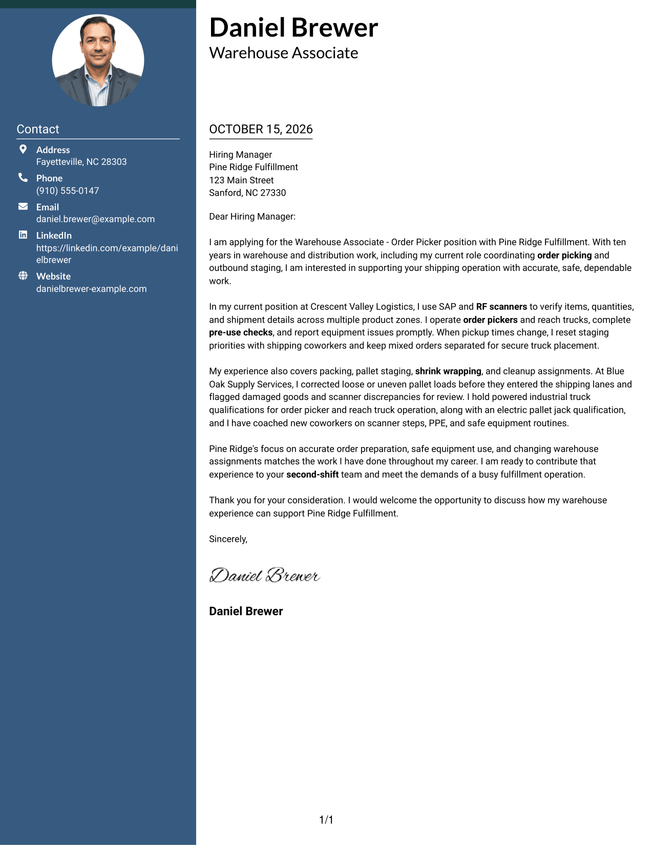 Cover letter example — page 1