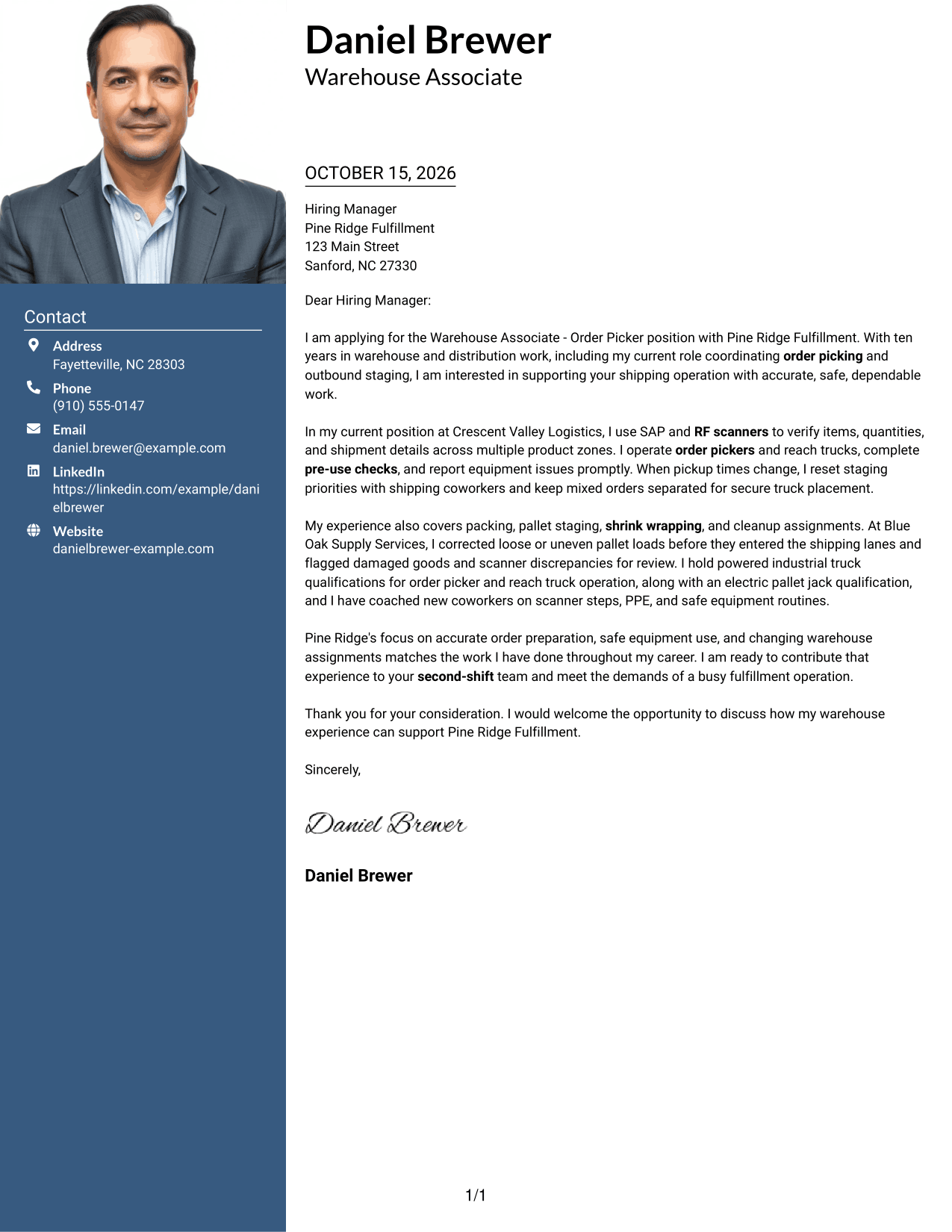 Cover letter example — page 1