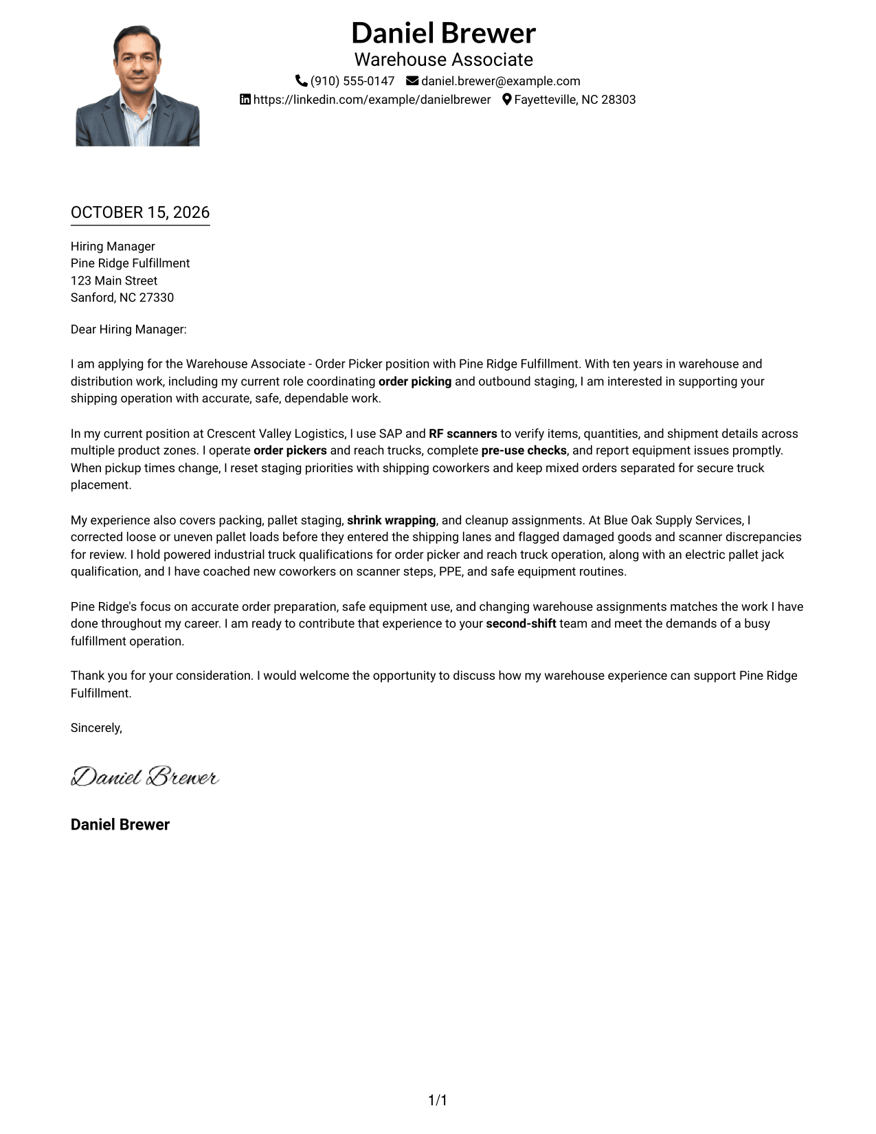 Cover letter example — page 1