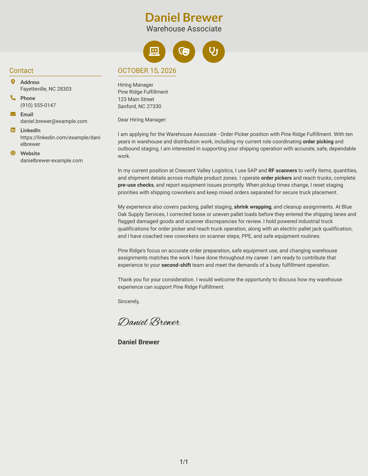 Cover letter example — page 1