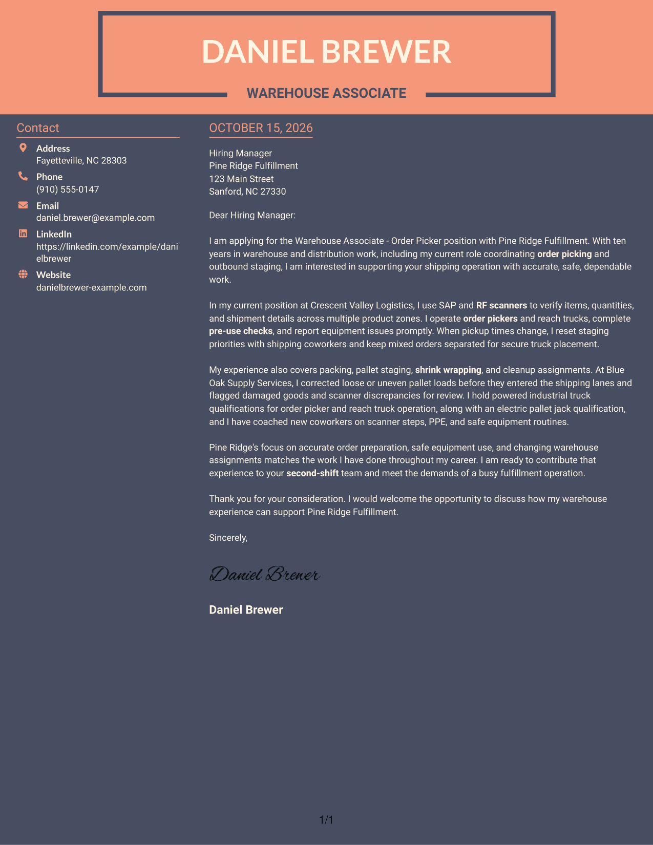Cover letter example — page 1