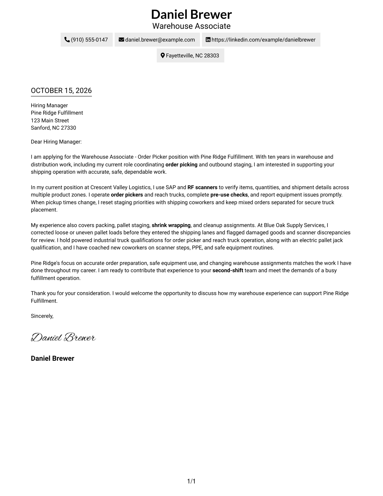 Cover letter example — page 1