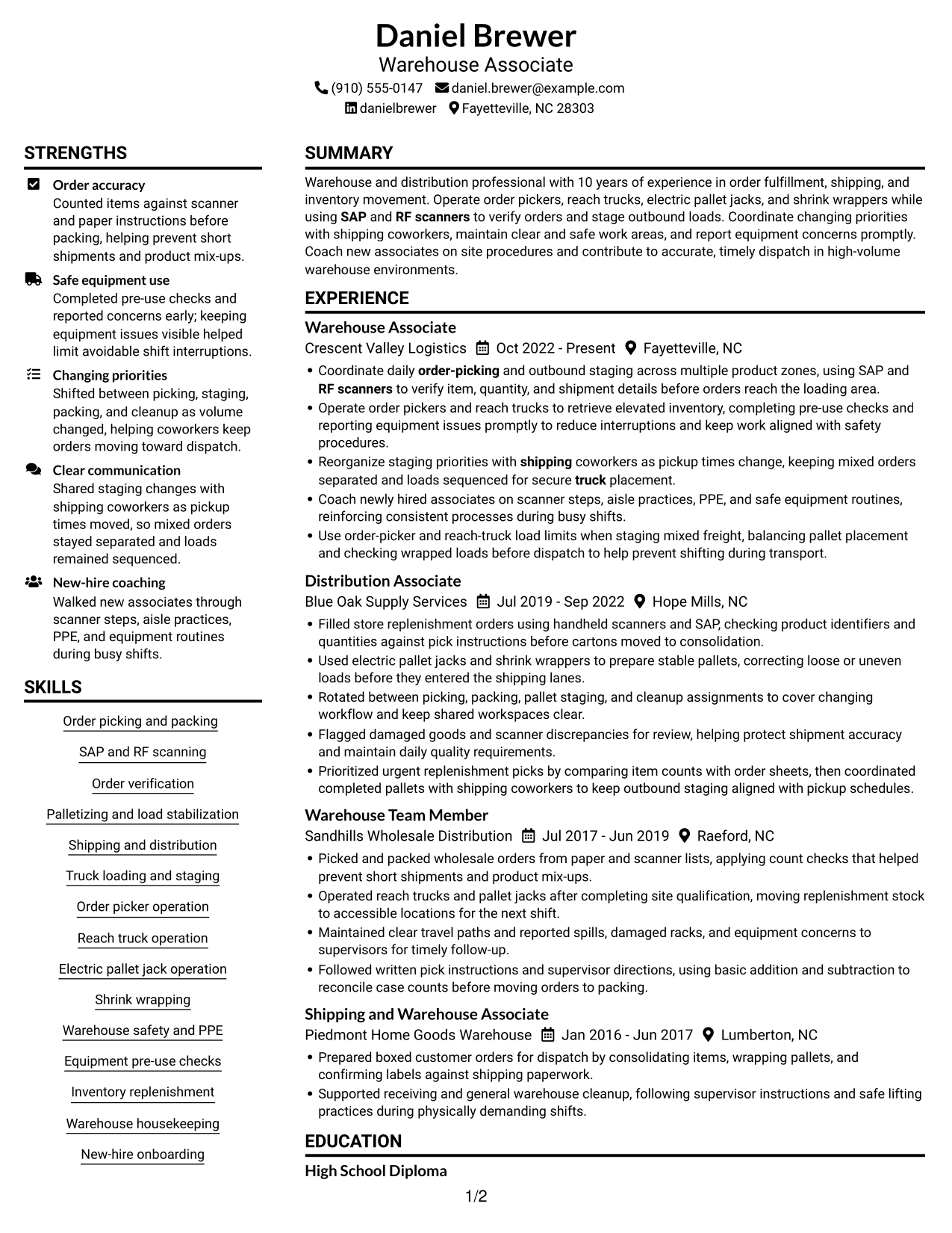 Resume example — page 1