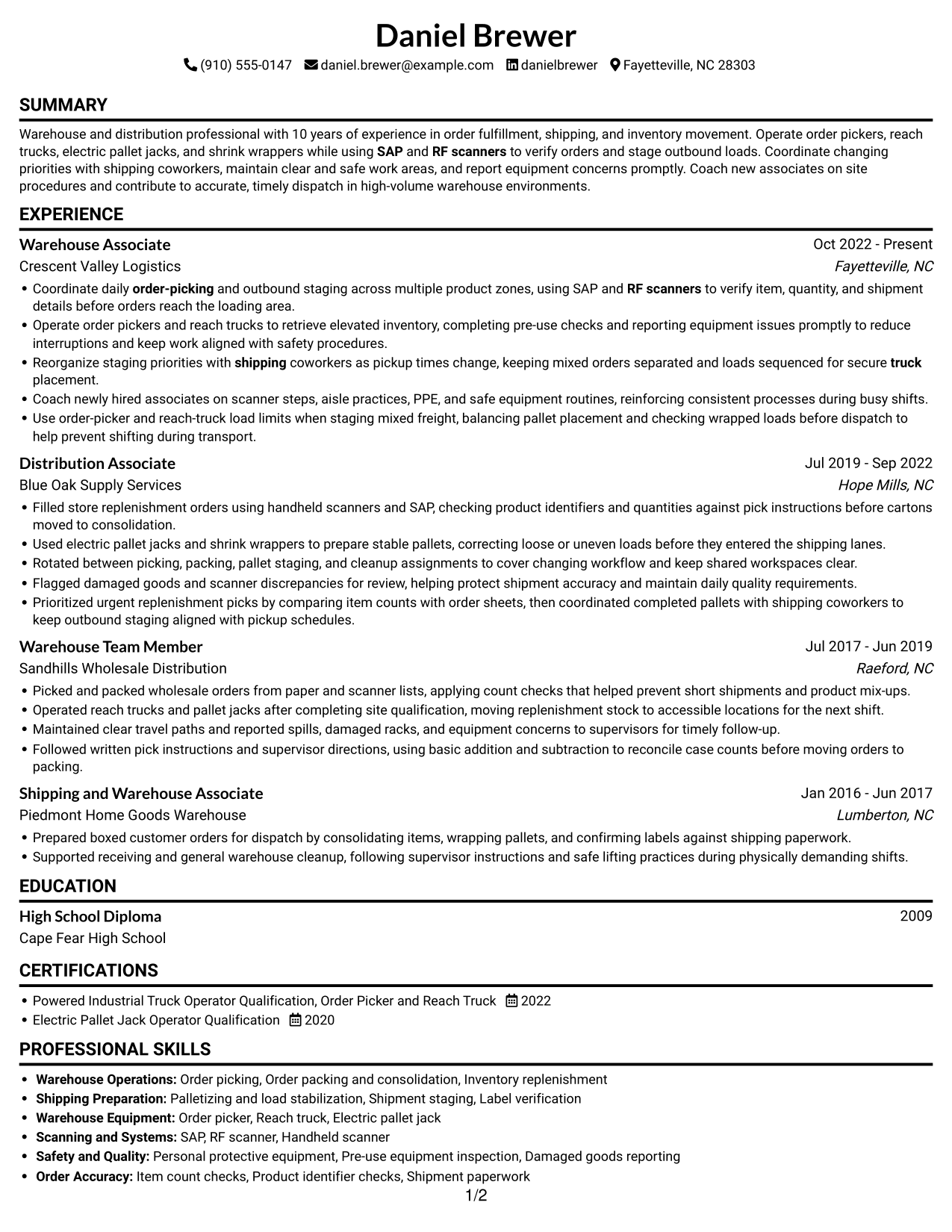 Resume example — page 1