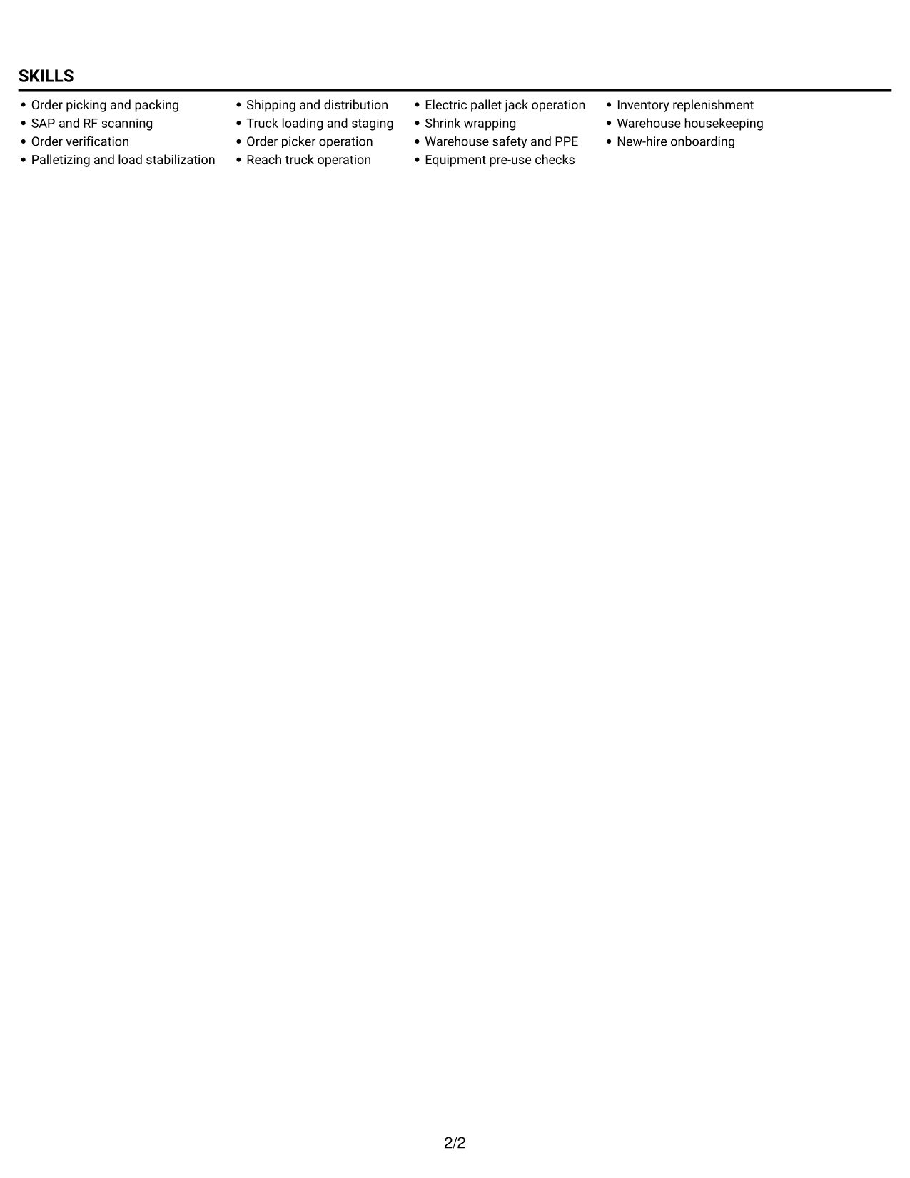 Resume example — page 2